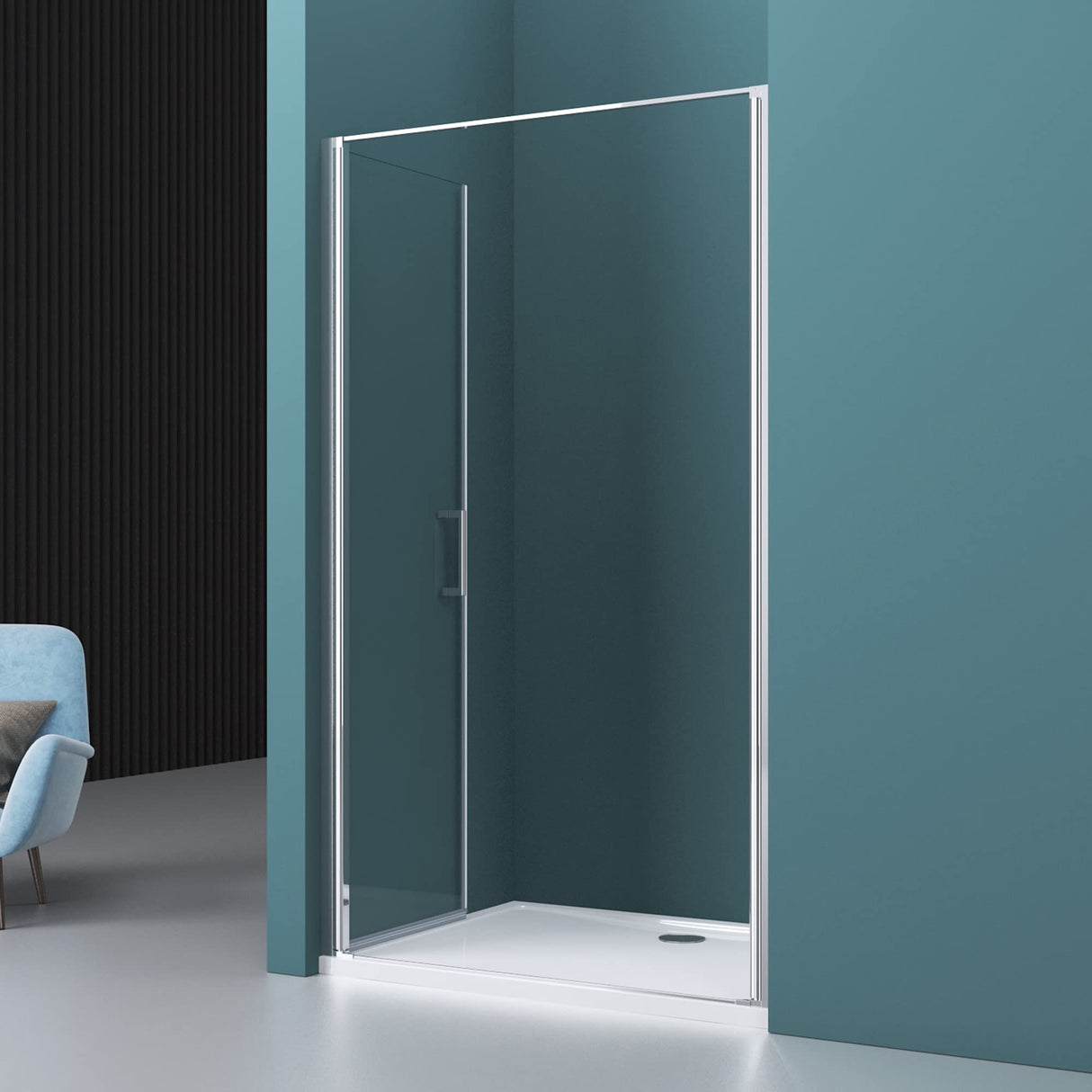 glasvilla Box Doccia a Nicchia in Vetro Trasparente 8mm Box Doccia Cromo e Nero con Porte Pieghevoli Cabina Bagno con Sistema Rotatorio di Sollevamento e Abbassamento Teramo66