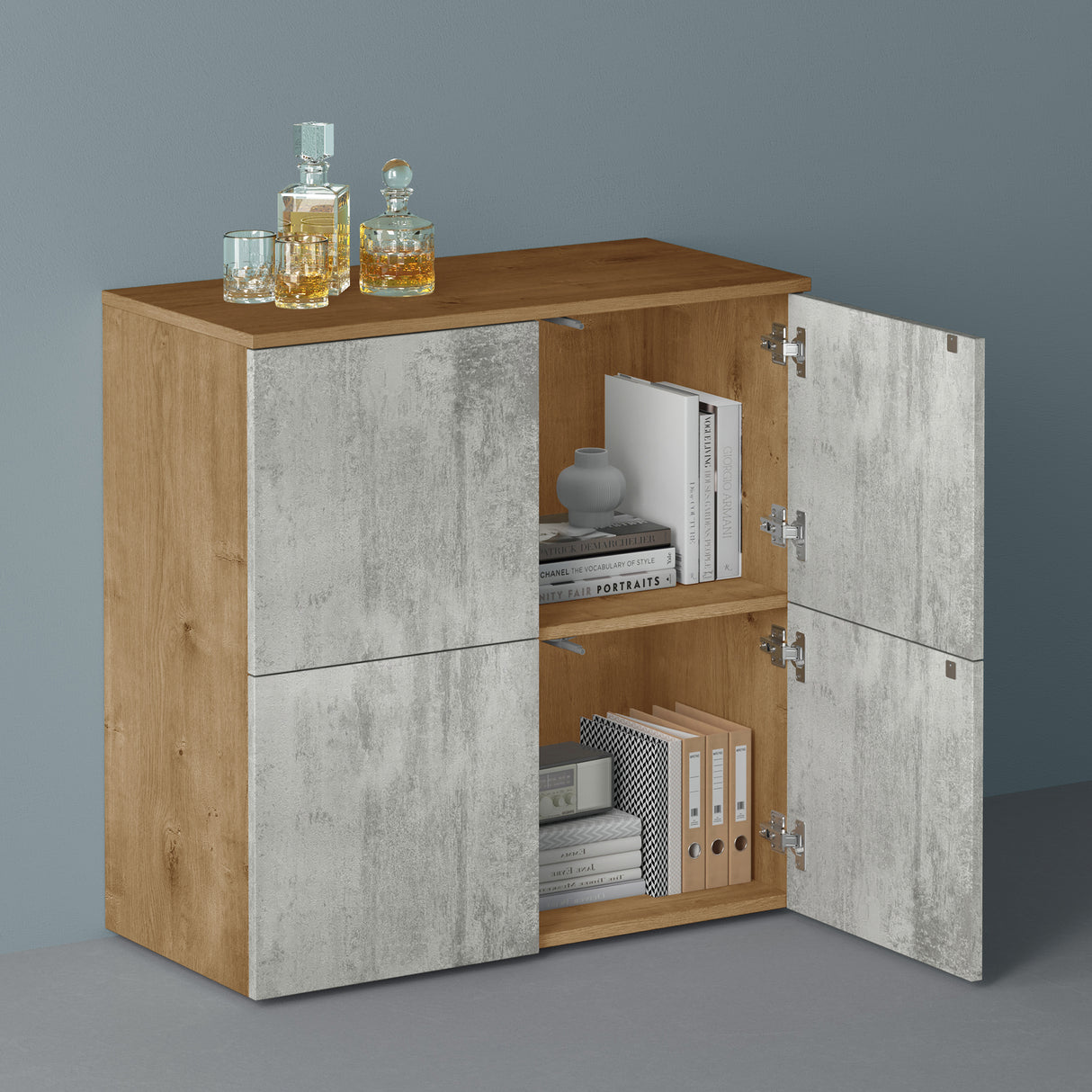 Commode de rangement à 4 portes, buffet, meuble polyvalent, meuble de rangement Glasvilla Schrank04