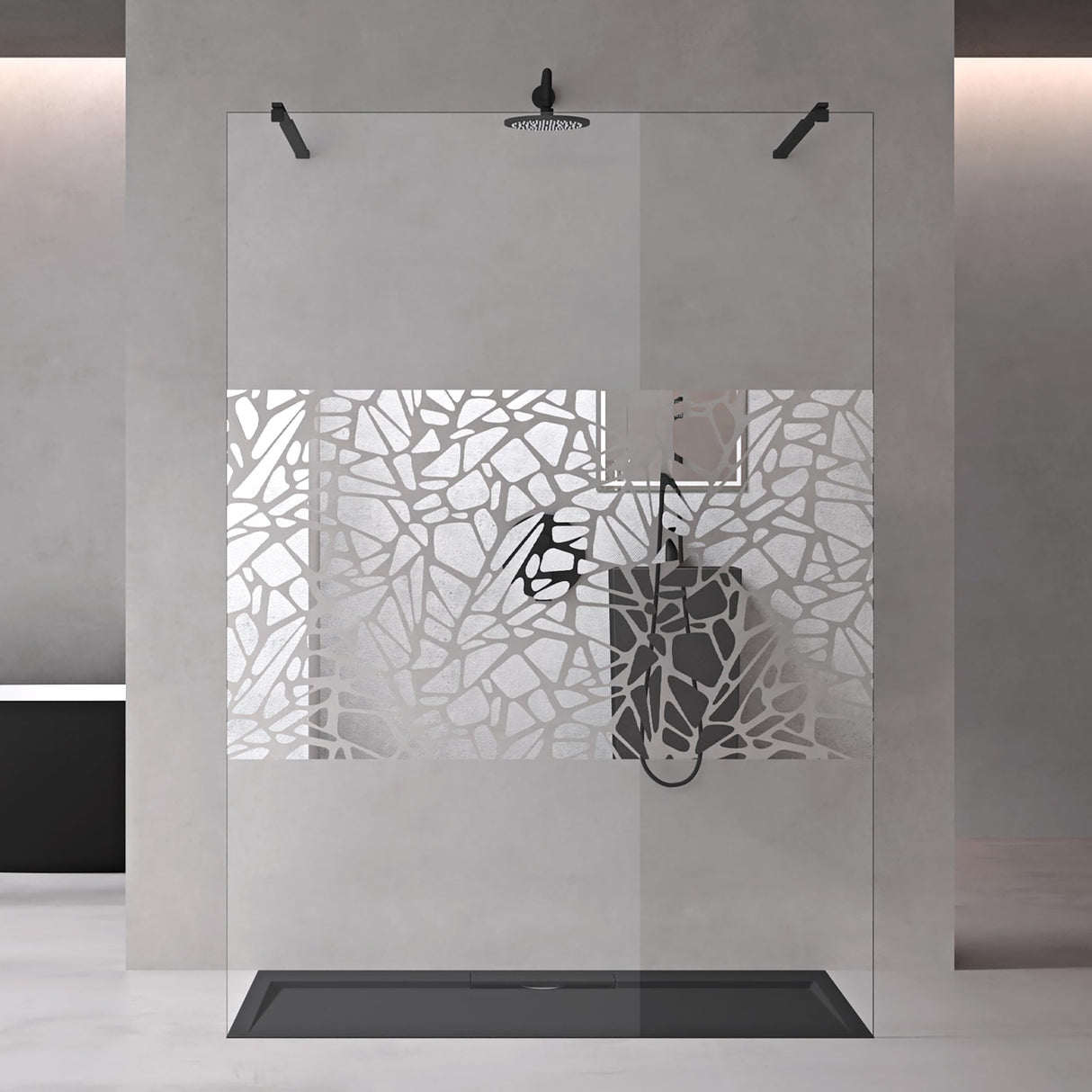 glasvilla Mampara de ducha Separación de ducha 2 Barra de soporte para ducha a ras de suelo 10mm vidrio de seguridad ESG con recubrimiento nano Estabilizador rectangular Bremen02+2