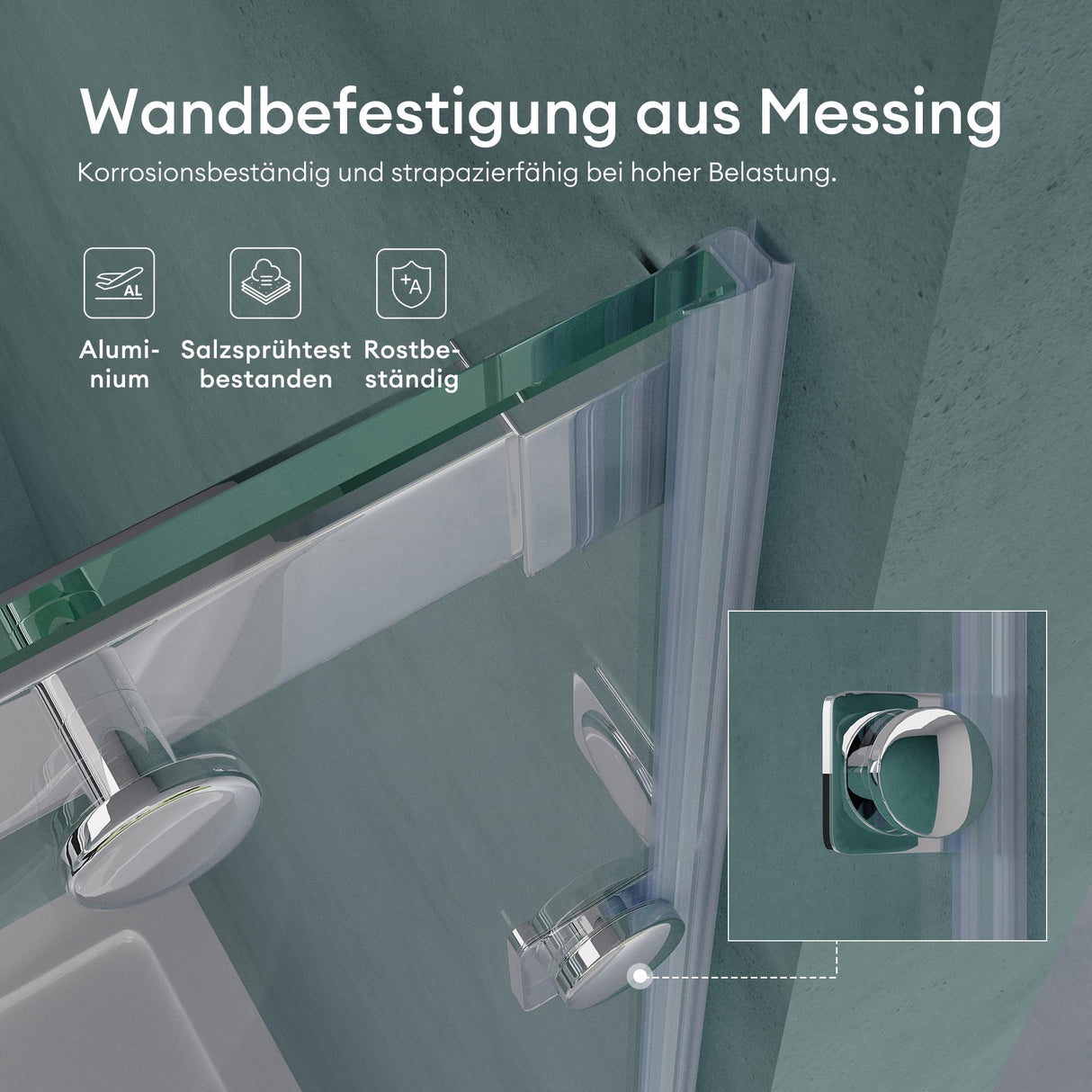 Porte de douche glasvilla Porte de niche Douche Cloison de douche Cabine de douche Porte coulissante ESG 8 mm en verre transparent avec fixation NANO 4 points Teramo04-2