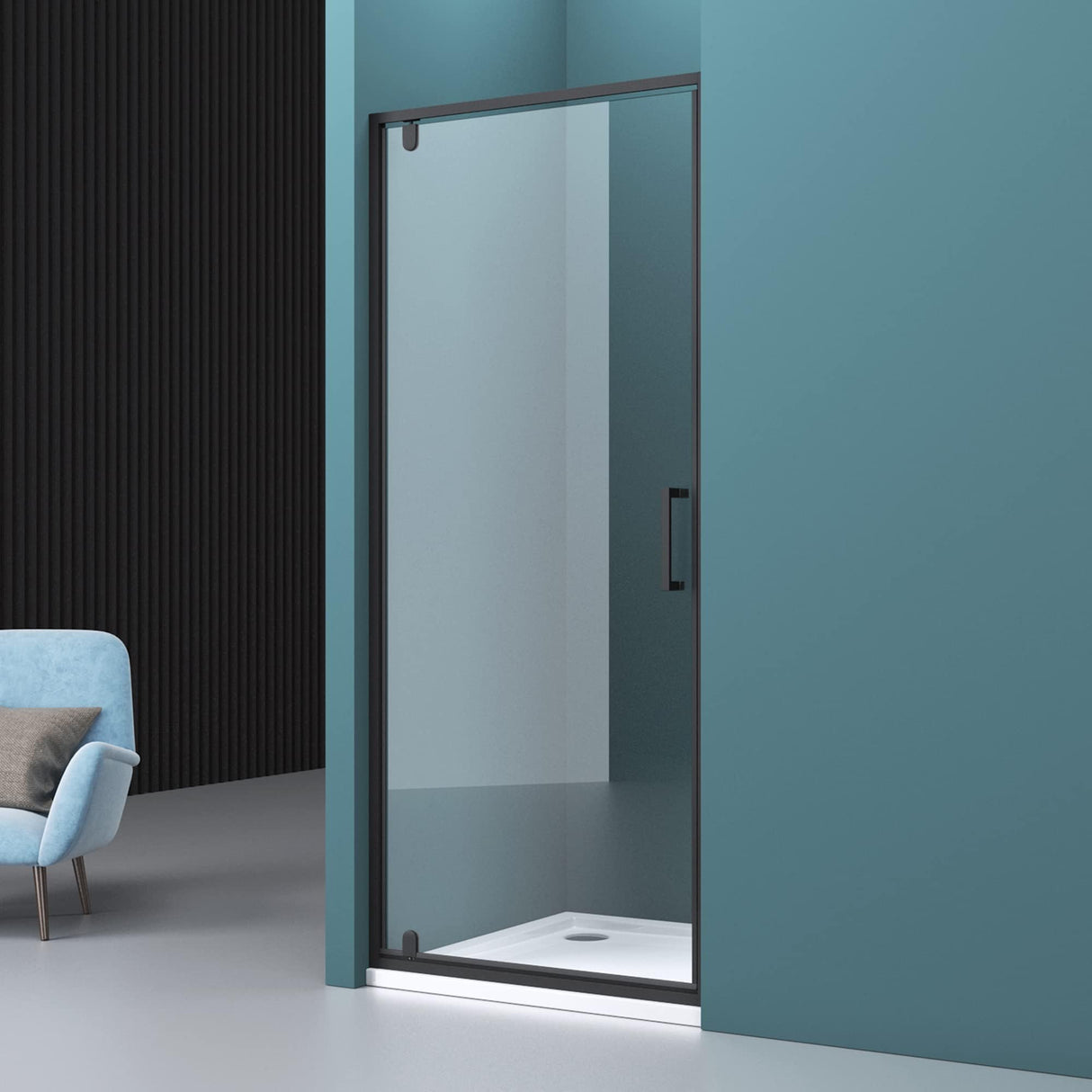 glasvilla Box Doccia a Nicchia in Vetro Trasparente 8mm Box Doccia con Porta Girevole Cabina Doccia in Vetro di Sicurezza ESG con Rivestimento Nano Teramo61K