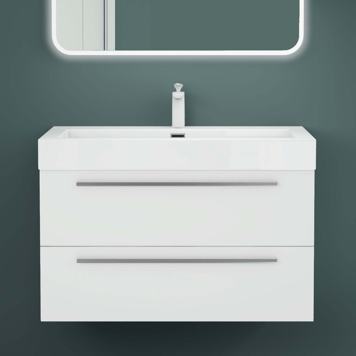 glasvilla Mobile Bagno Sospeso con Lavabo da Marmo Fuso Mobiletto per Bagno con Lavabo Quadratto