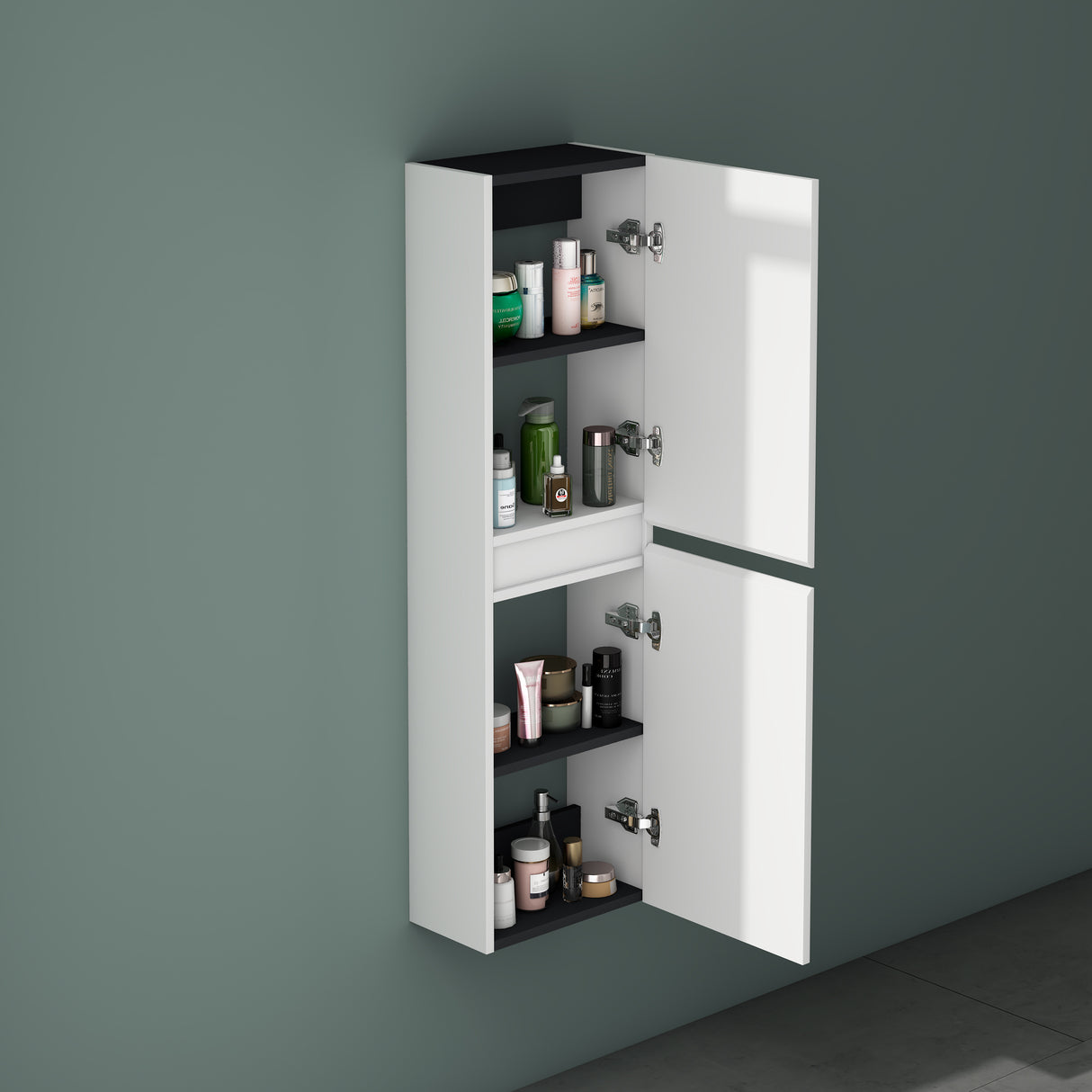 glasvilla Armoire Latérale de Salle de Bain avec 2 Portes et 4 Compartiments Étagère de Salle de Bain Armoire Polyvalente Armoire de Salle de Bain LTH 35x20x120 cm Verona