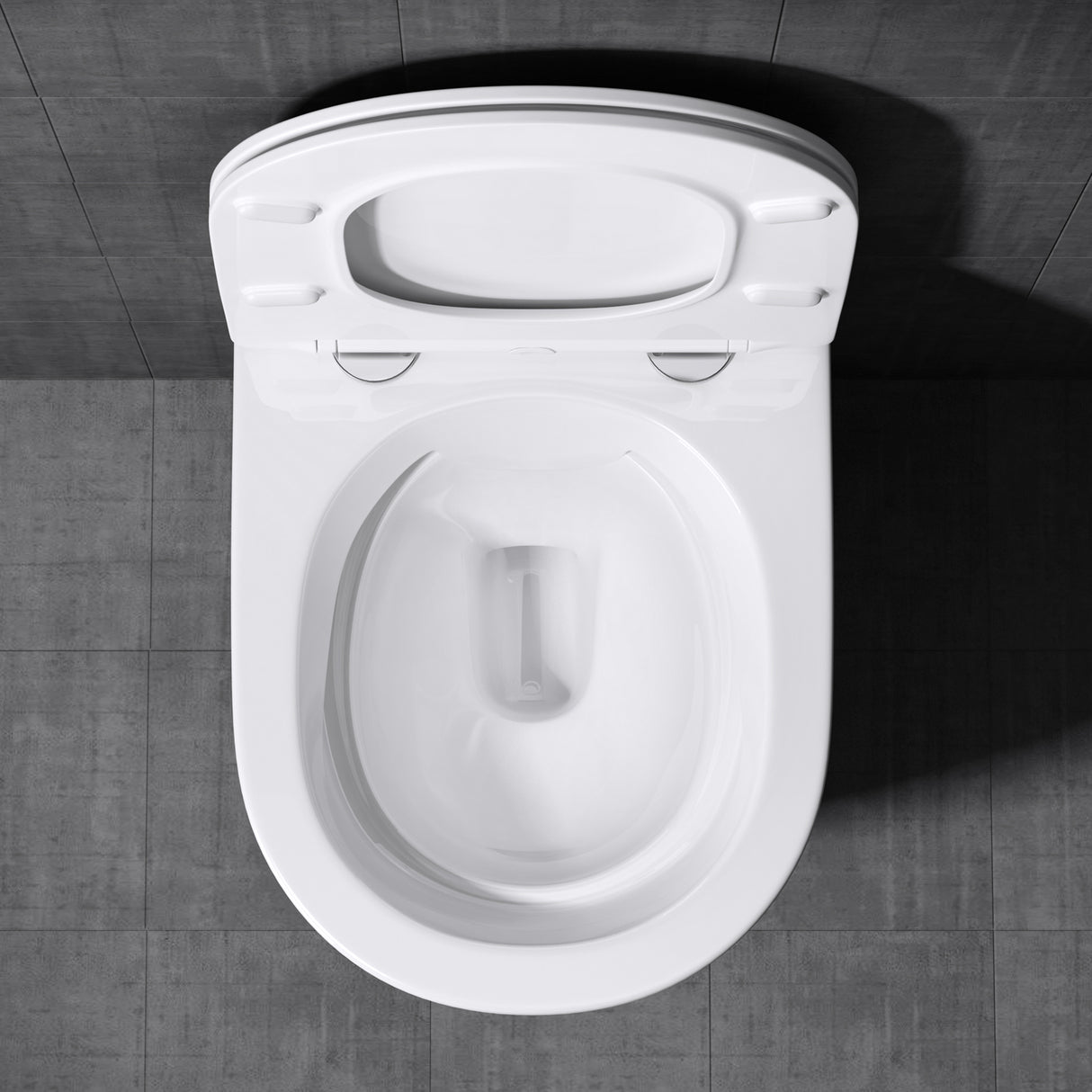 glasvilla Hänge WC Toilette Wand-WC Spülrandlos Weiß aus Keramik Wandmontage mit Absenkautomatik