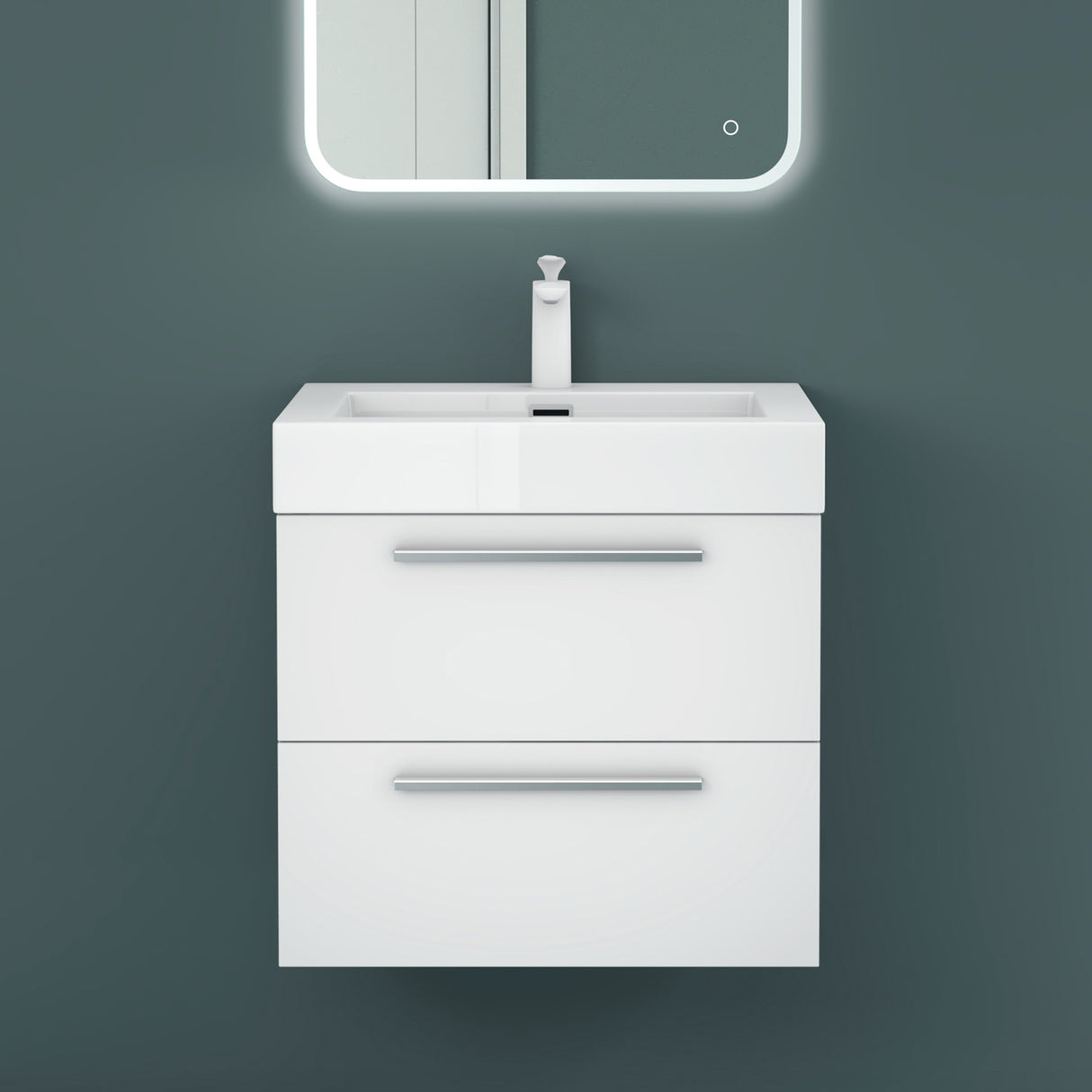 glasvilla Mobile Bagno Sospeso con Lavabo da Marmo Fuso Mobiletto per Bagno con Lavabo Quadratto