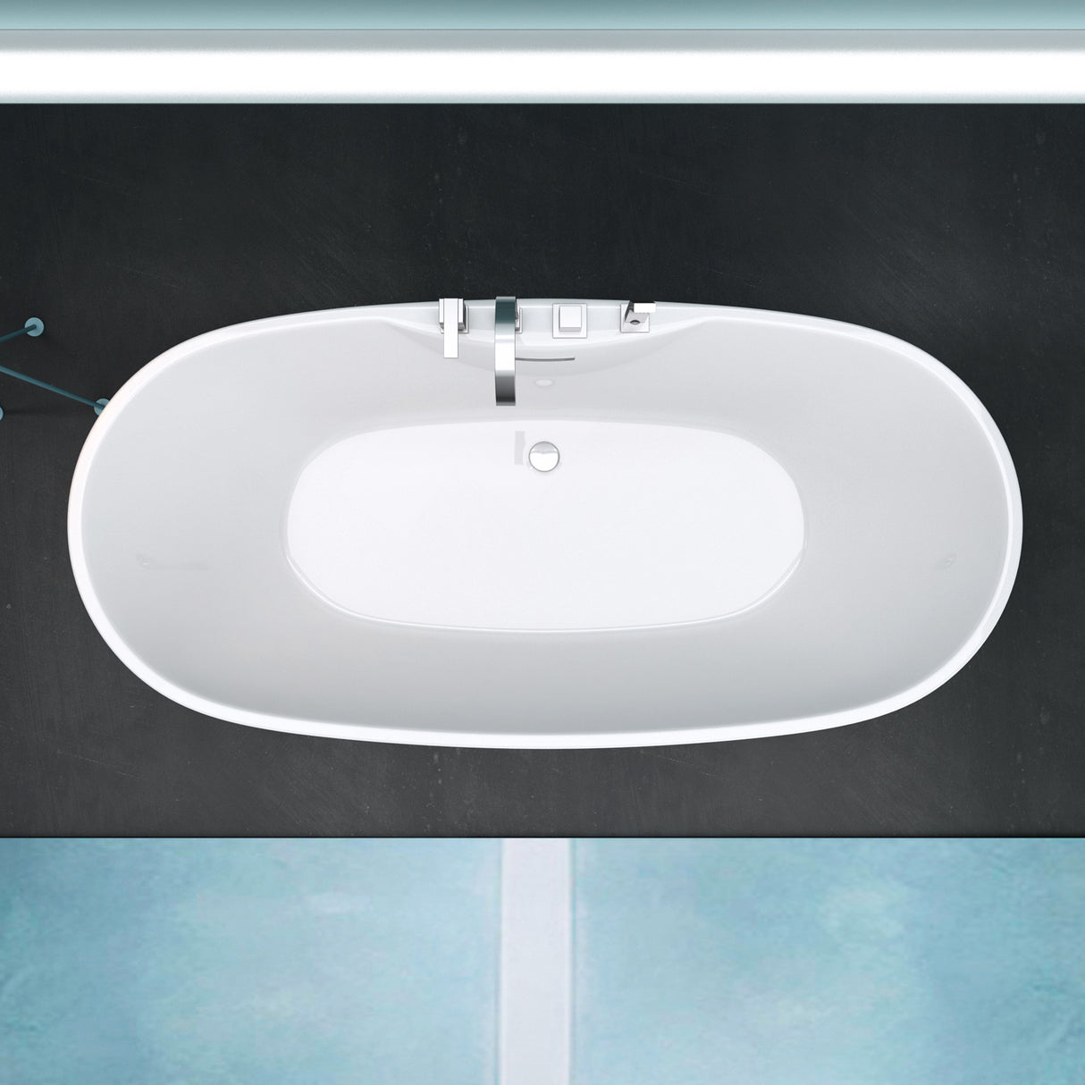 glasvilla Vasca da Bagno Freestanding in Acrilico con Rubinetto, Vasca da Bagno Indipendente