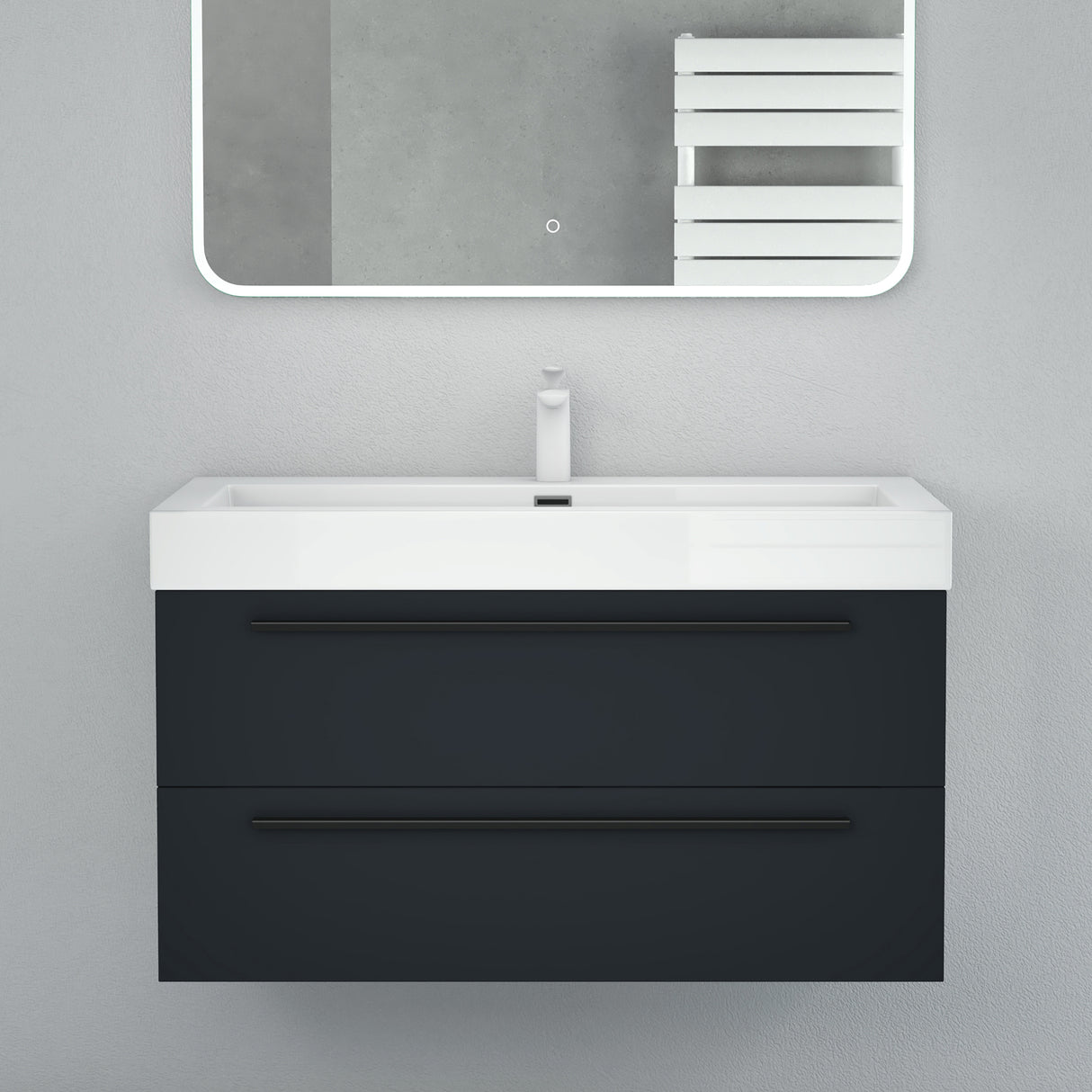 glasvilla Mobile Bagno Sospeso con Lavabo da Marmo Fuso Mobiletto per Bagno con Lavabo Quadratto