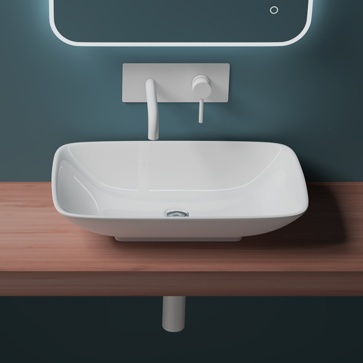 glasvilla Waschbecken Aufsatzwaschbecken,weiß Brüssel159 aus Keramik,mit Nano-Beschichtung