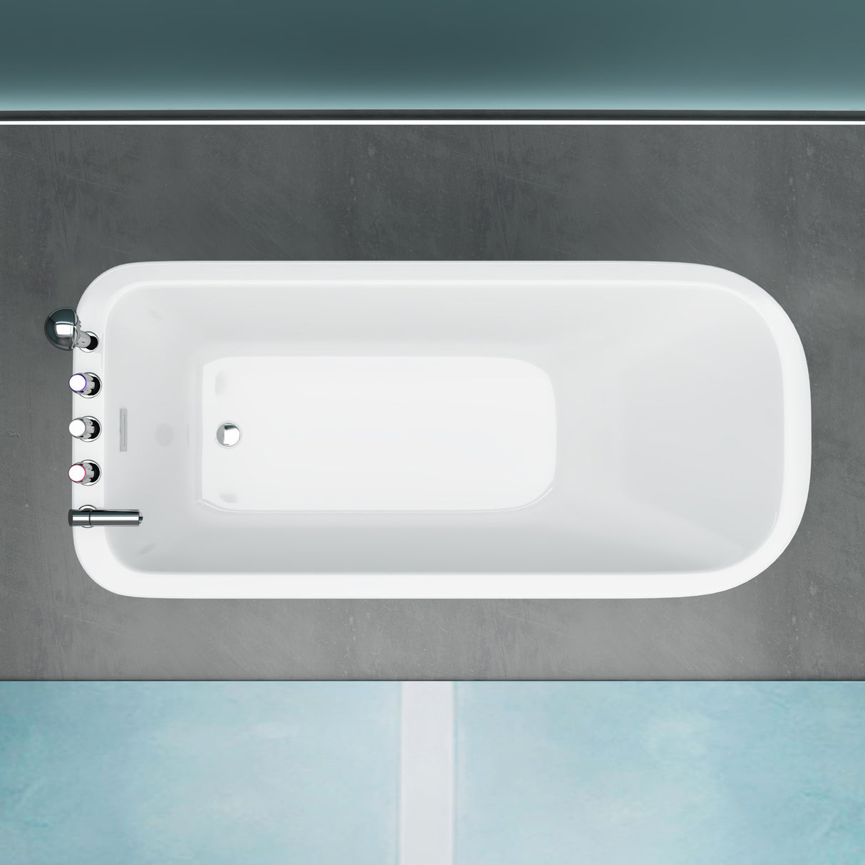 glasvilla Vasca da Bagno Freestanding in Acrilico con Rubinetto, Vasca da Bagno Indipendente