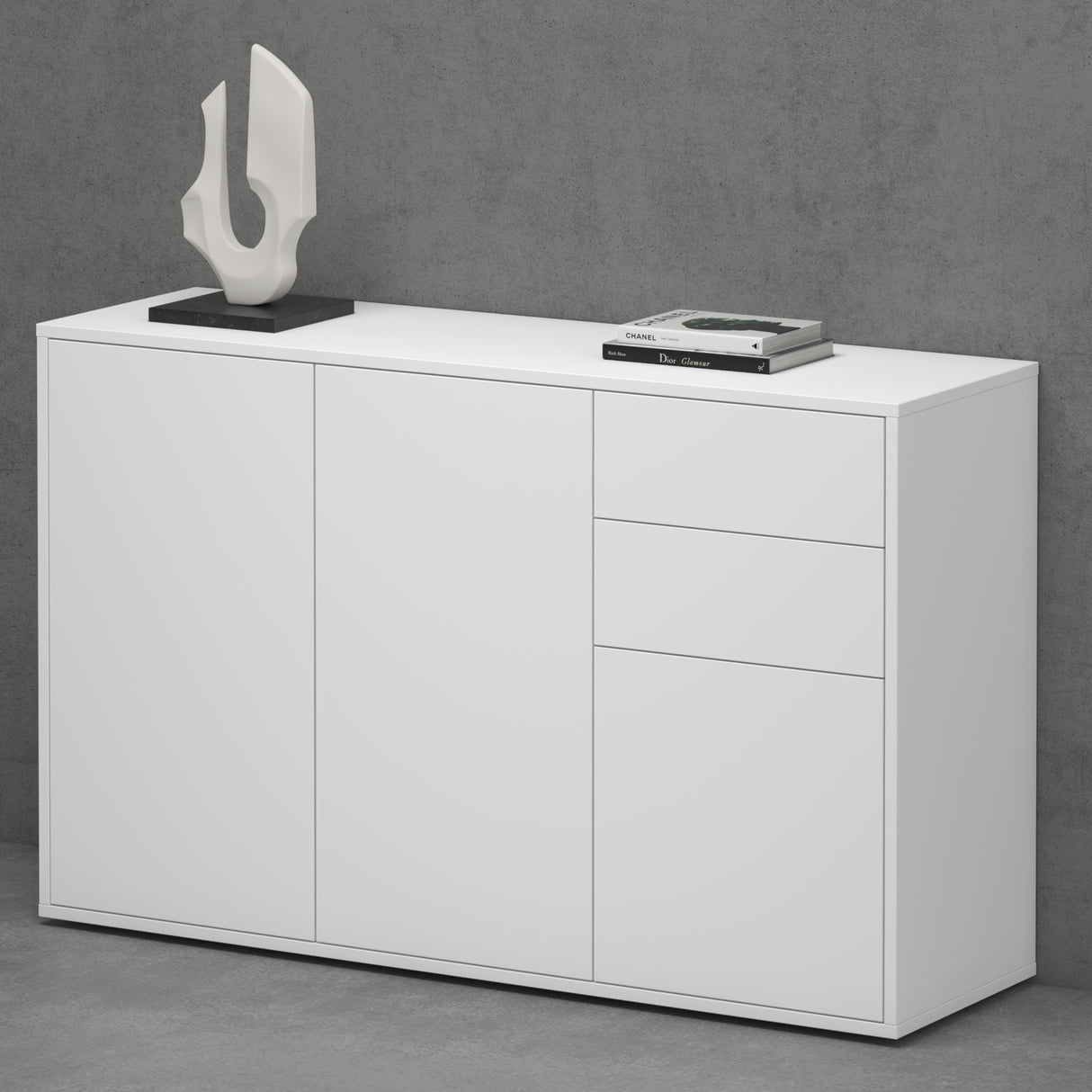 glasvilla Mobile Contenitore con 2 Ante e 2 Cassetti Mobiletto Bagno per Soggiorno, Sala da Pranzo, Camera da Letto Schrank05