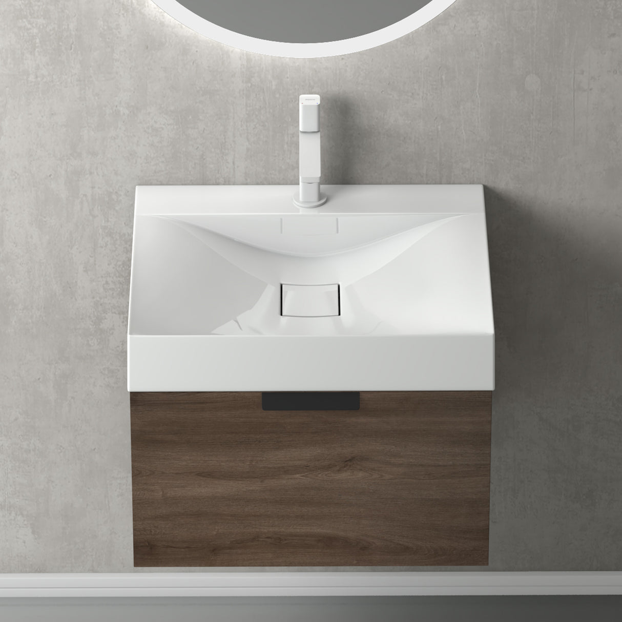 glasvilla Badmöbel-Set mit Soft-Close Schublade Wandmontage inkl. Waschbecken Lonato