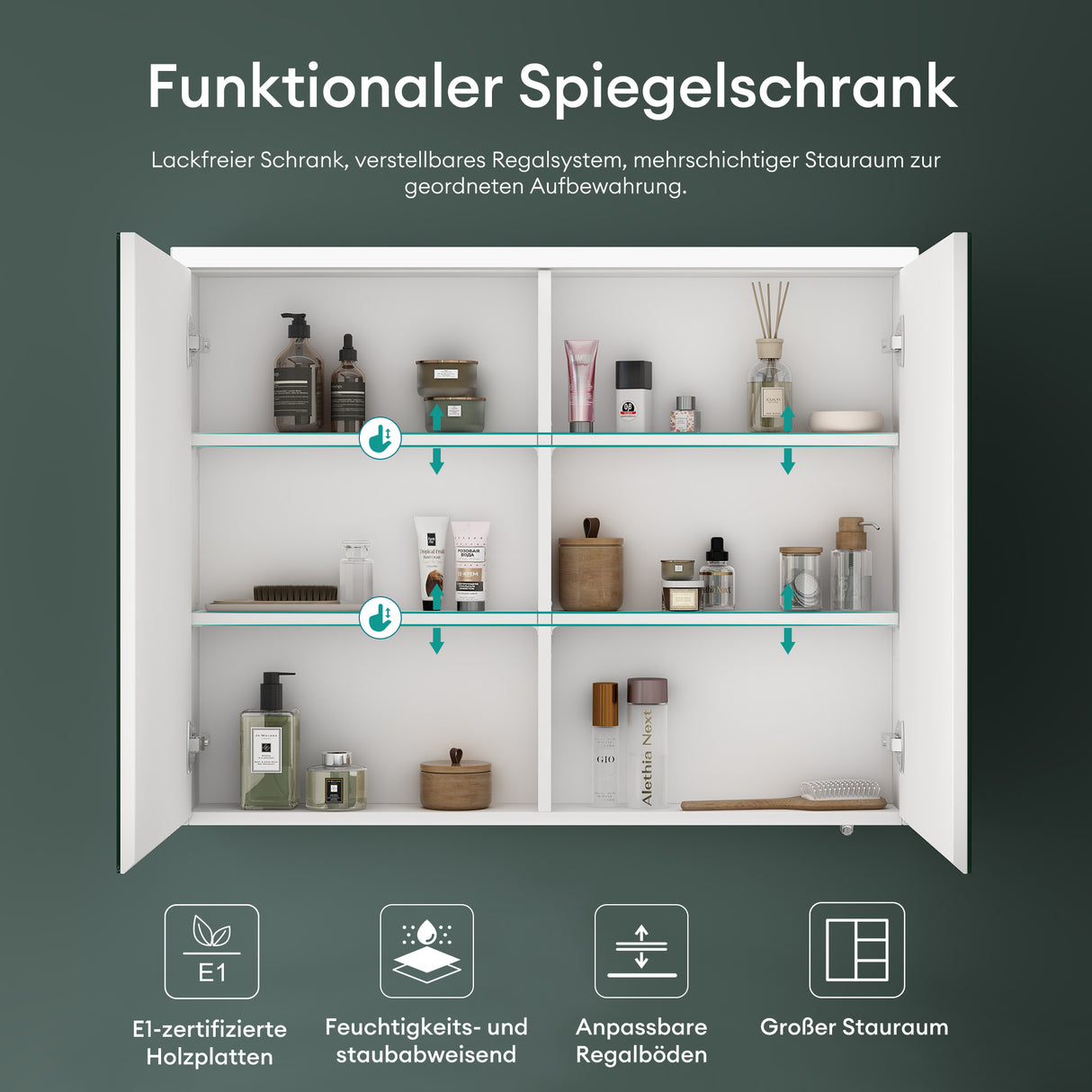 glasvilla Armadietto a Specchio con Luce Specchio con Pensile per Bagno con Luce LED Mobiletto da Bagno a Muro con Specchio Spiegelschrank-03