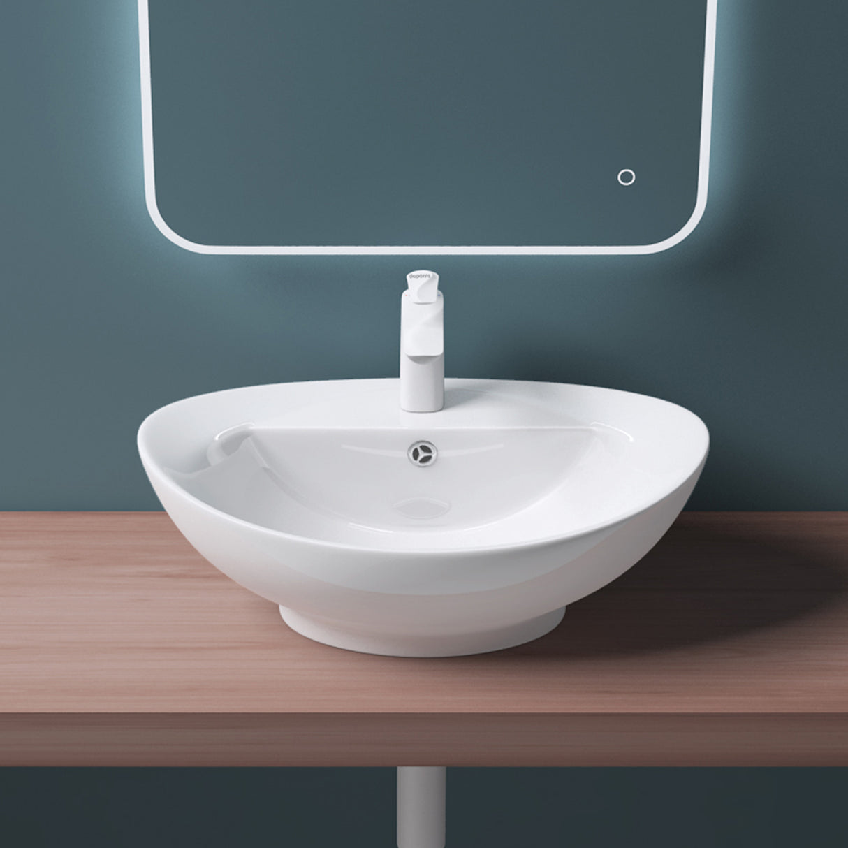 glasvilla Waschbecken Aufsatzwaschbecken,weiß Brüssel302 aus Keramik,mit Nano-Beschichtung