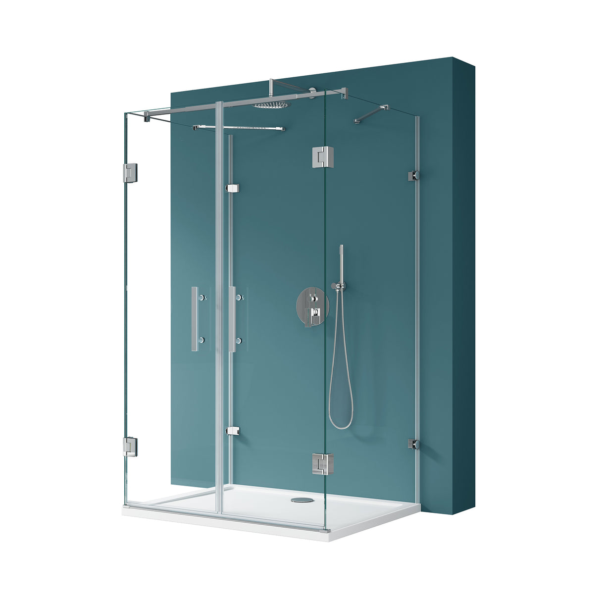 glasvilla Box Doccia a U, Cabina Bagno in Vetro Trasparente 8mm con Porta Girevole Box Cabina Doccia Angolare Ravenna40UK