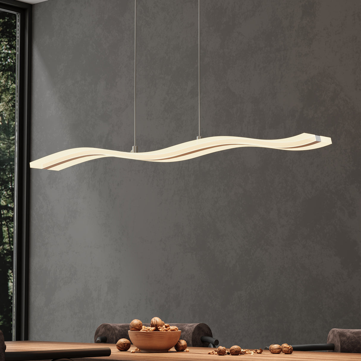 Glasvilla Design – Lámpara colgante LED 97 cm regulable con mando, 3000K–6000K, cable ajustable (36W)