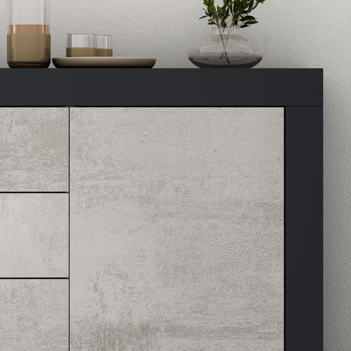 glasvilla Aparador Almacenamiento BTH: 167x36x70 cm con 2 Armarios y 4 Cajones Comoda Mueble Armario03