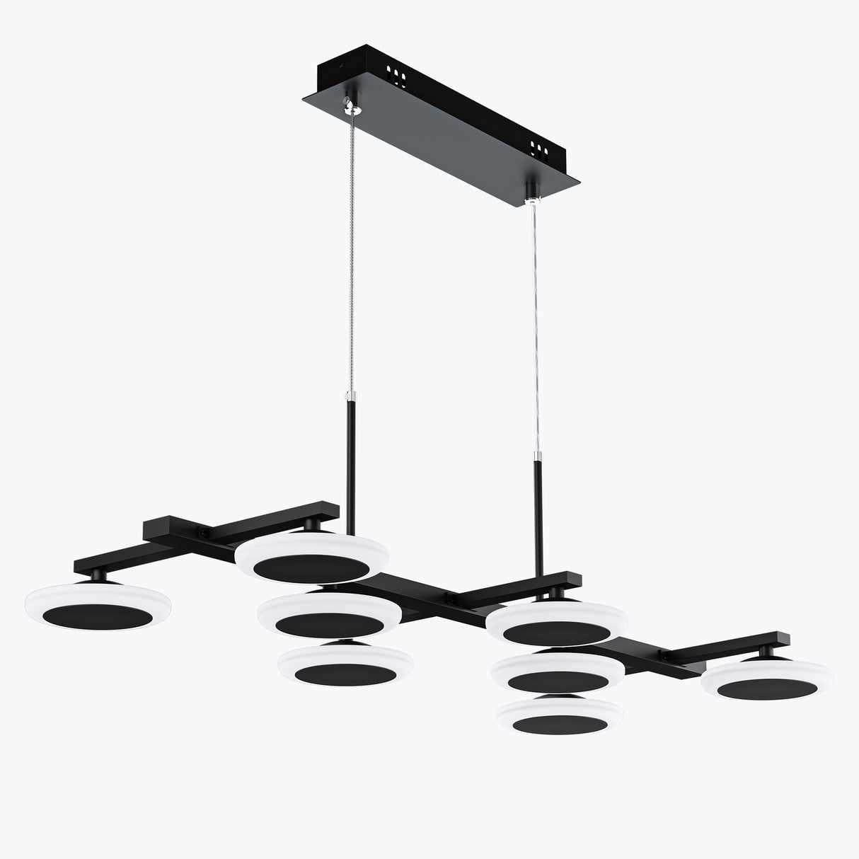 Suspension Glasvilla 72 cm, lampe LED dimmable avec télécommande, température de couleur 3000K/4000K/6000K, câble ajustable, 32 W, noir mat, idéale pour salle à manger, salon ou chambre.