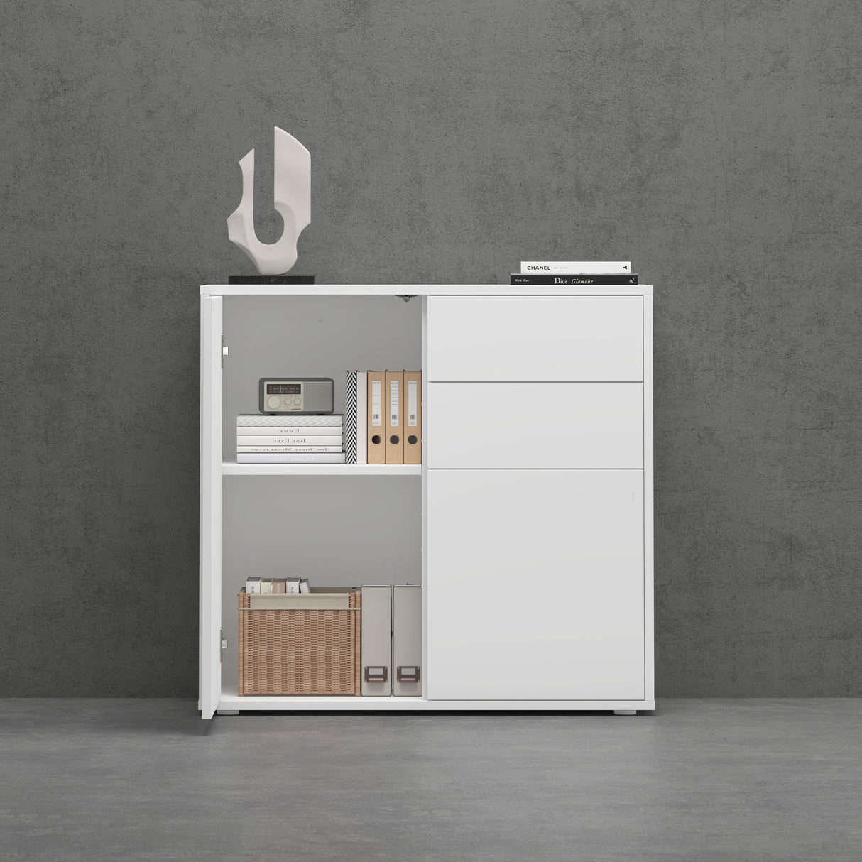 glasvilla Mobile Contenitore con 2 Ante e 2 Cassetti Mobiletto Bagno per Soggiorno, Sala da Pranzo, Camera da Letto Schrank05