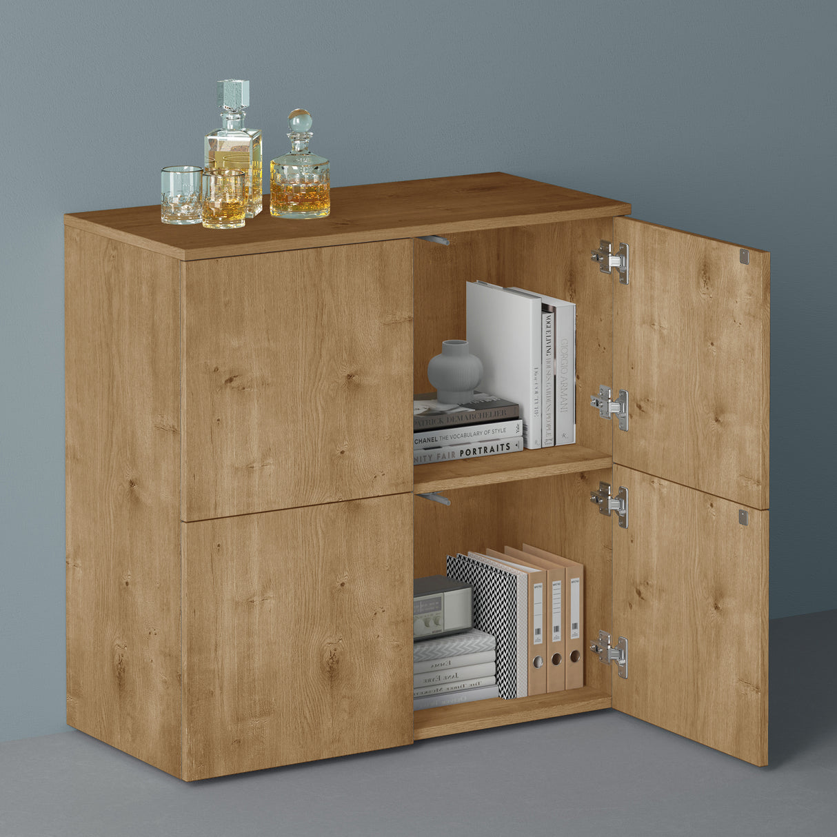 Commode de rangement à 4 portes, buffet, meuble polyvalent, meuble de rangement Glasvilla Schrank04