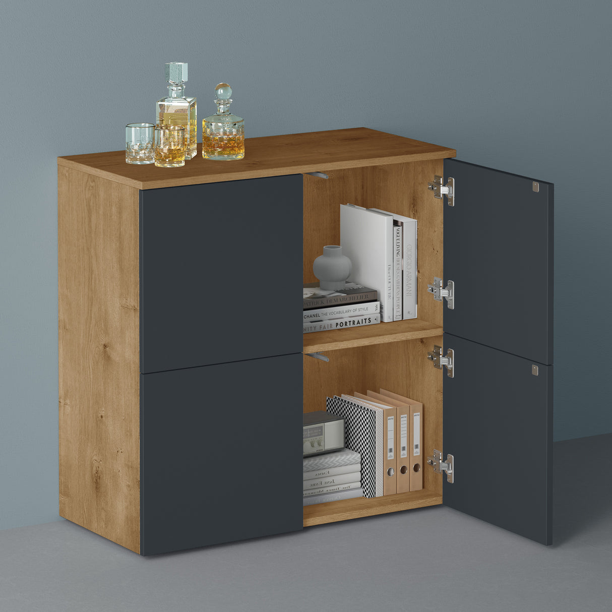 Commode de rangement à 4 portes, buffet, meuble polyvalent, meuble de rangement Glasvilla Schrank04