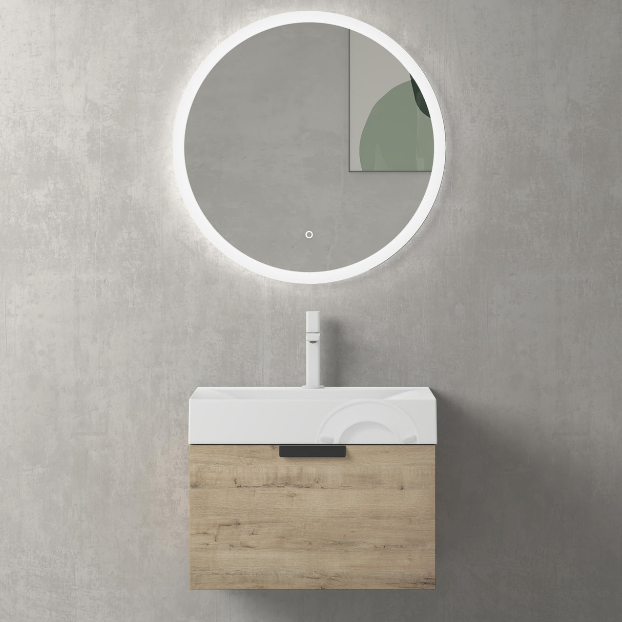 glasvilla Badmöbel-Set mit Soft-Close Schublade Wandmontage inkl. Waschbecken Lonato