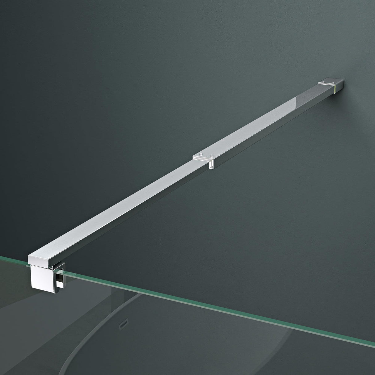 glasvilla Box Doccia Walk-In, Parete Doccia in Vetro Trasparente 8mm di Sicurezza ESG con Stabilizzatore Rettangolare, Cabina Doccia in Vetro con Nano Rivestimento BremenL