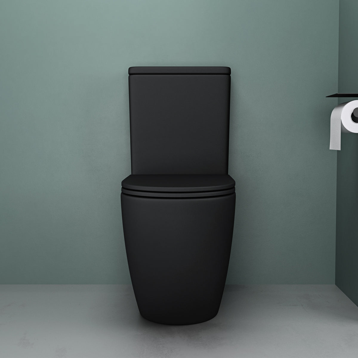 glasvilla Stand WC mit Spülkasten spülrandloses-WC bodenstehende-Toilette aus Keramik, weiß/matt schwarz 36x63x82cm, mit Absenkautomatik, inkl. Spülkasten, Stand179T