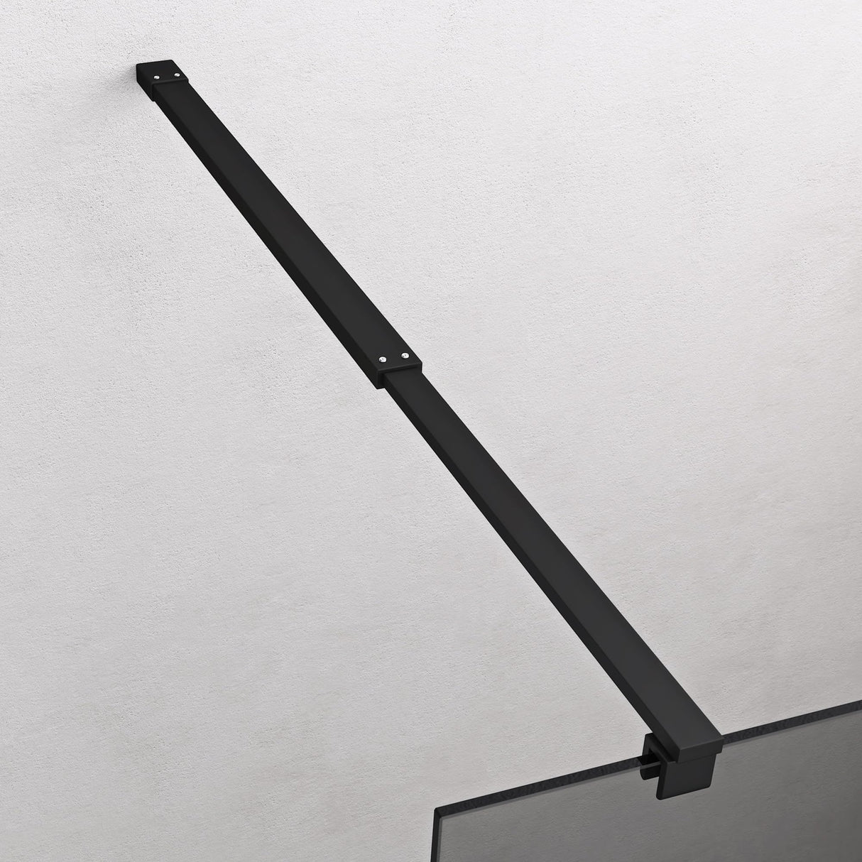 glasvilla Mampara de ducha Separación de ducha 2 Barra de soporte para ducha a ras de suelo 10mm vidrio de seguridad ESG con recubrimiento nano Estabilizador rectangular Bremen02+2