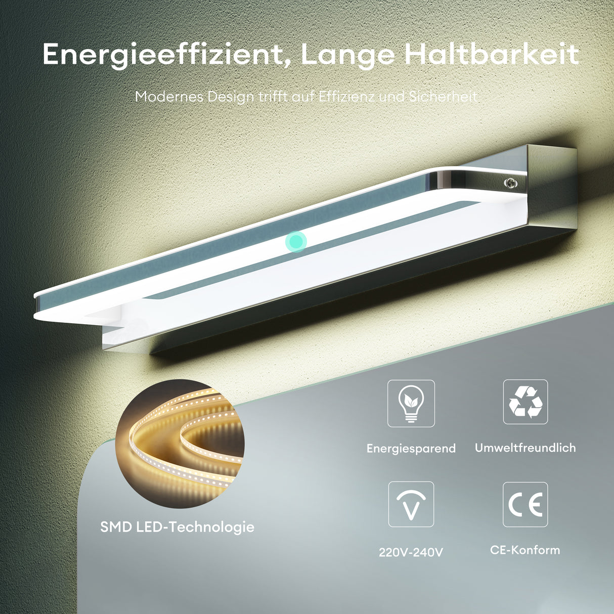 glasvilla Spiegelleuchte LED Badlampe | Spiegellampe, 4000K Badezimmer Lampe | LED Wandleuchte SparkLuxe