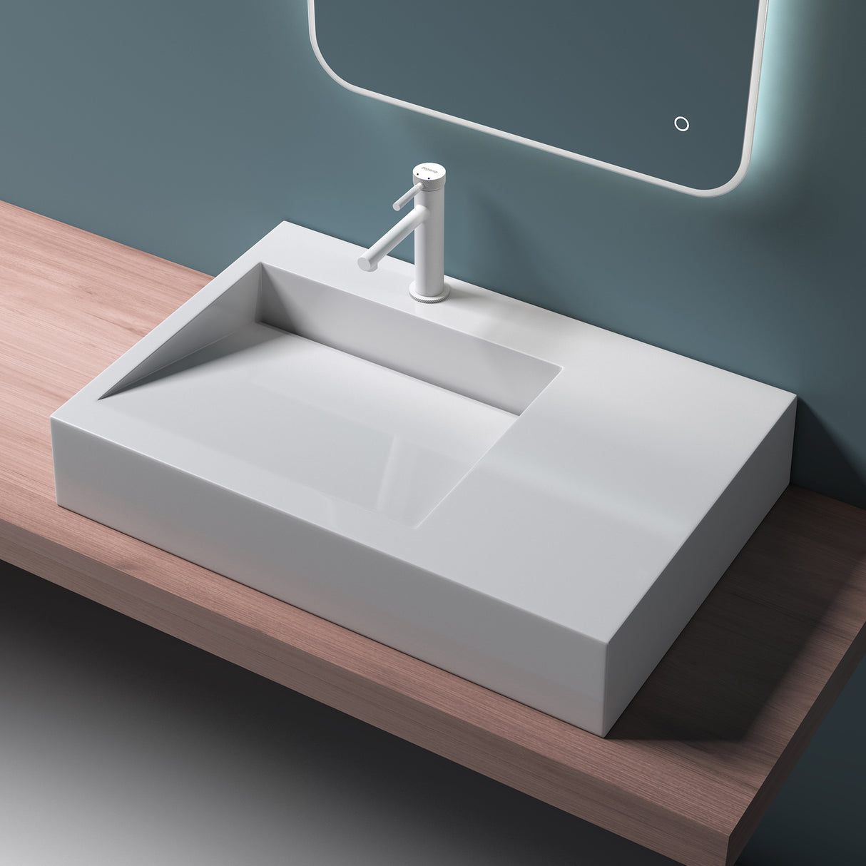 glasvilla Waschbecken Hängewaschbecken Aufsatzwaschbecken Mineralguss rechteckige Form Col11