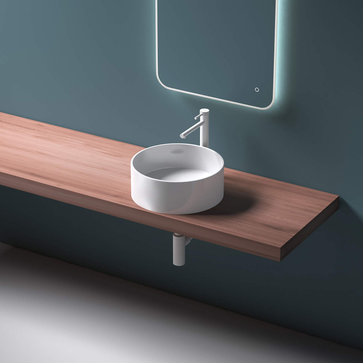 glasvilla 40x40x15cm Waschbecken rund Col804 Aufsatzwaschbecken ohne Hahnloch und Überlauf