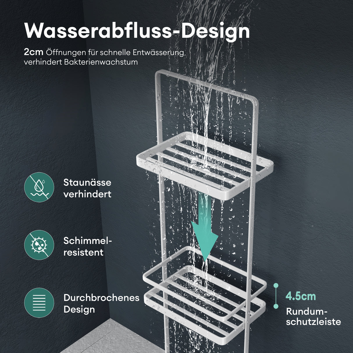 glasvilla Badezimmerregal stehend Badregal Standregal 3-stöckige aus Metall Badezimmerablage schmales Regal 18x12,5x67,3 cm Reglo-02
