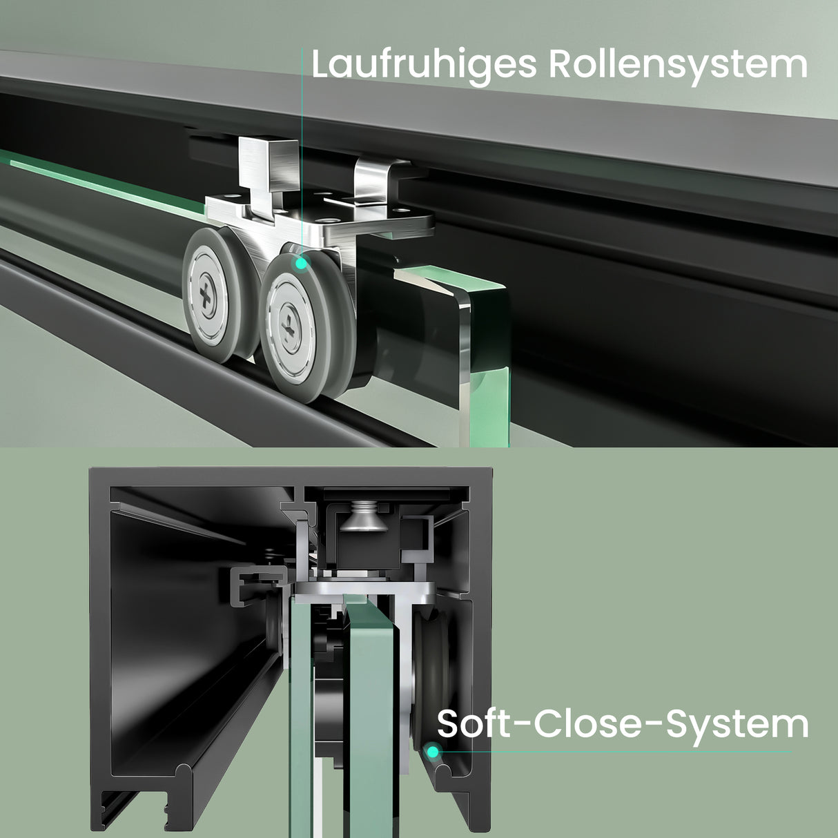glasvilla Schiebetür für dusche, Nischentür 3-teilig Duschtür Duschakbine Duschabtrennung, 8mm Sicherheitsglas mit Nanobeschichtung, Soft-Close-System Teramo70K