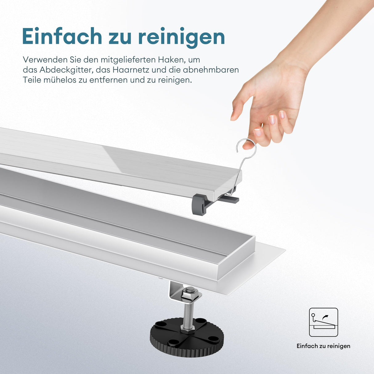 glasvilla Canaletta Scarico in Acciaio Inox per Box Doccia Canalina di Scarico Doccia a Pavimento Piastrellabile con Filtro per Capelli KE110