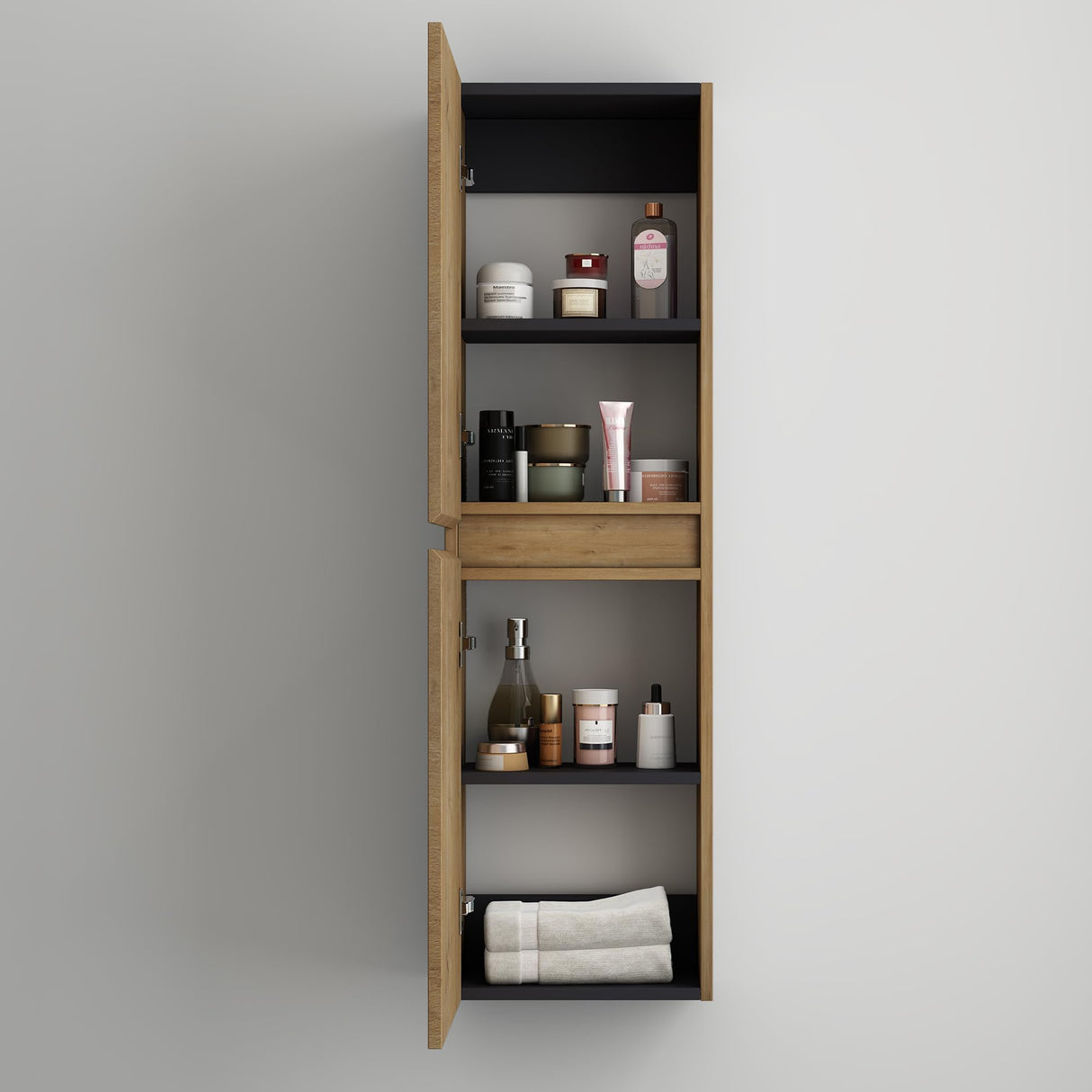 glasvilla Armadio Colonna Bagno con 2 Ante e 4 Vani, Mobile Bagno Alto Multiuso 35x20x120cm Mobiletto da Bagno Verona