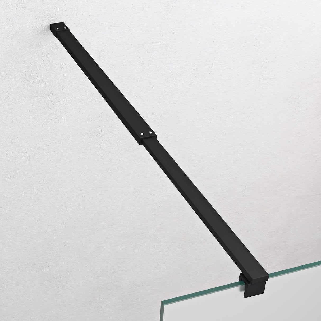 glasvilla Mampara de ducha Separación de ducha 2 Barra de soporte para ducha a ras de suelo 10mm vidrio de seguridad ESG con recubrimiento nano Estabilizador rectangular Bremen02+2