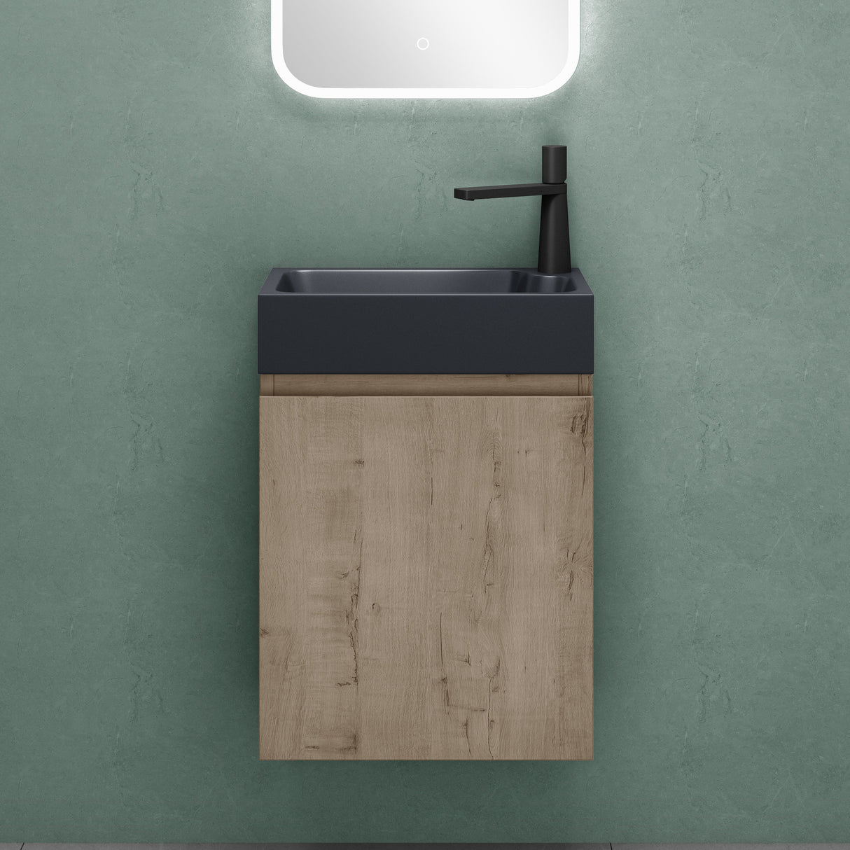 glasvilla Mobile Bagno Sospeso con Lavabo Antracite Opaco Mobiletto da Bagno 46x26x63cm Pisa02