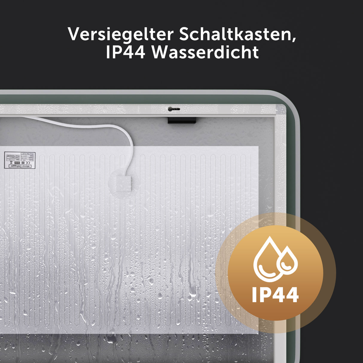 Miroir mural de salle de bain Glasvilla Miroir de salle de bain LED avec interrupteur tactile, antibuée grâce à une couche antibuée