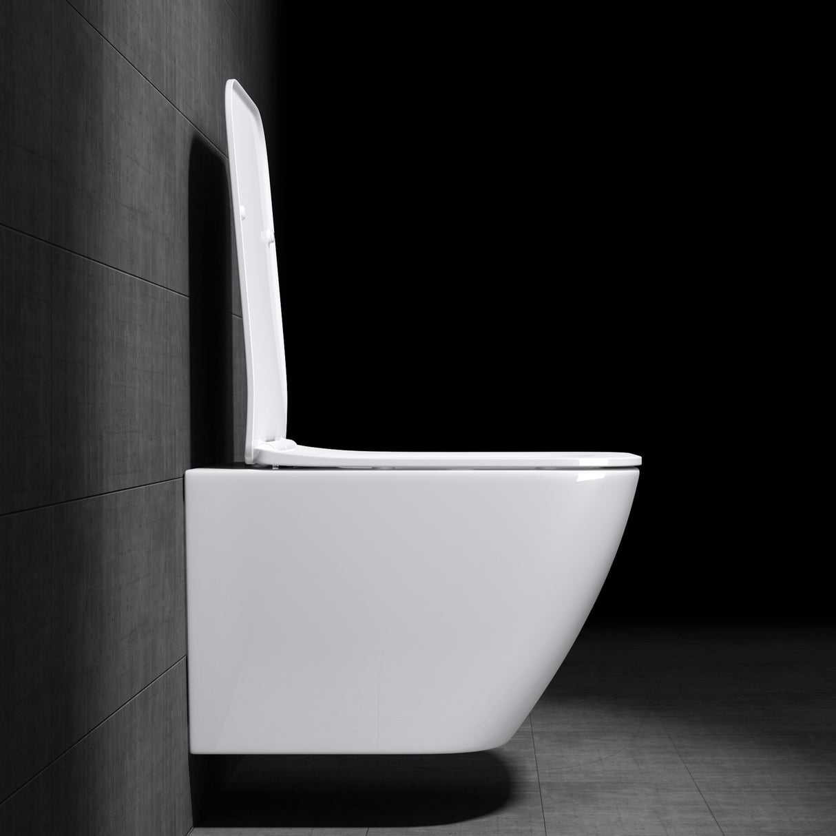 WC suspendu Glasvilla, sans bride, en céramique blanche, avec mécanisme de fermeture amortie