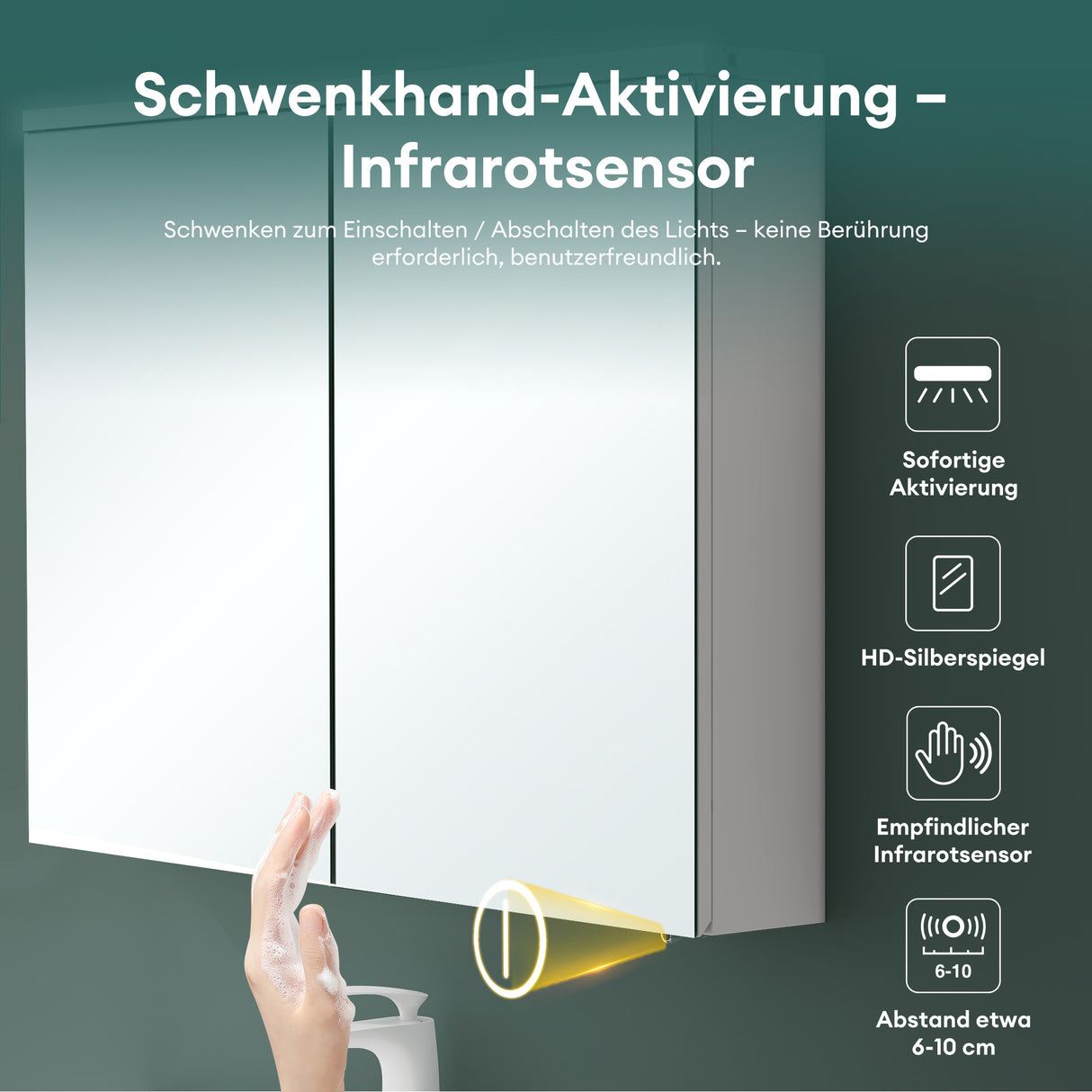 glasvilla Armadietto a Specchio con Luce Specchio con Pensile per Bagno con Luce LED Mobiletto da Bagno a Muro con Specchio Spiegelschrank-03