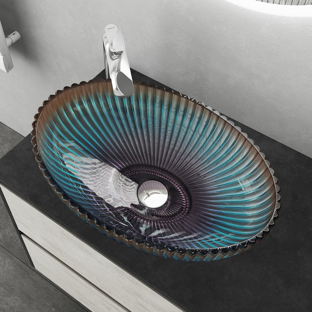 glasvilla Waschbecken Glas Aufsatzwaschbecken Glaswaschbecken Handwaschbecken Waschschale Oval