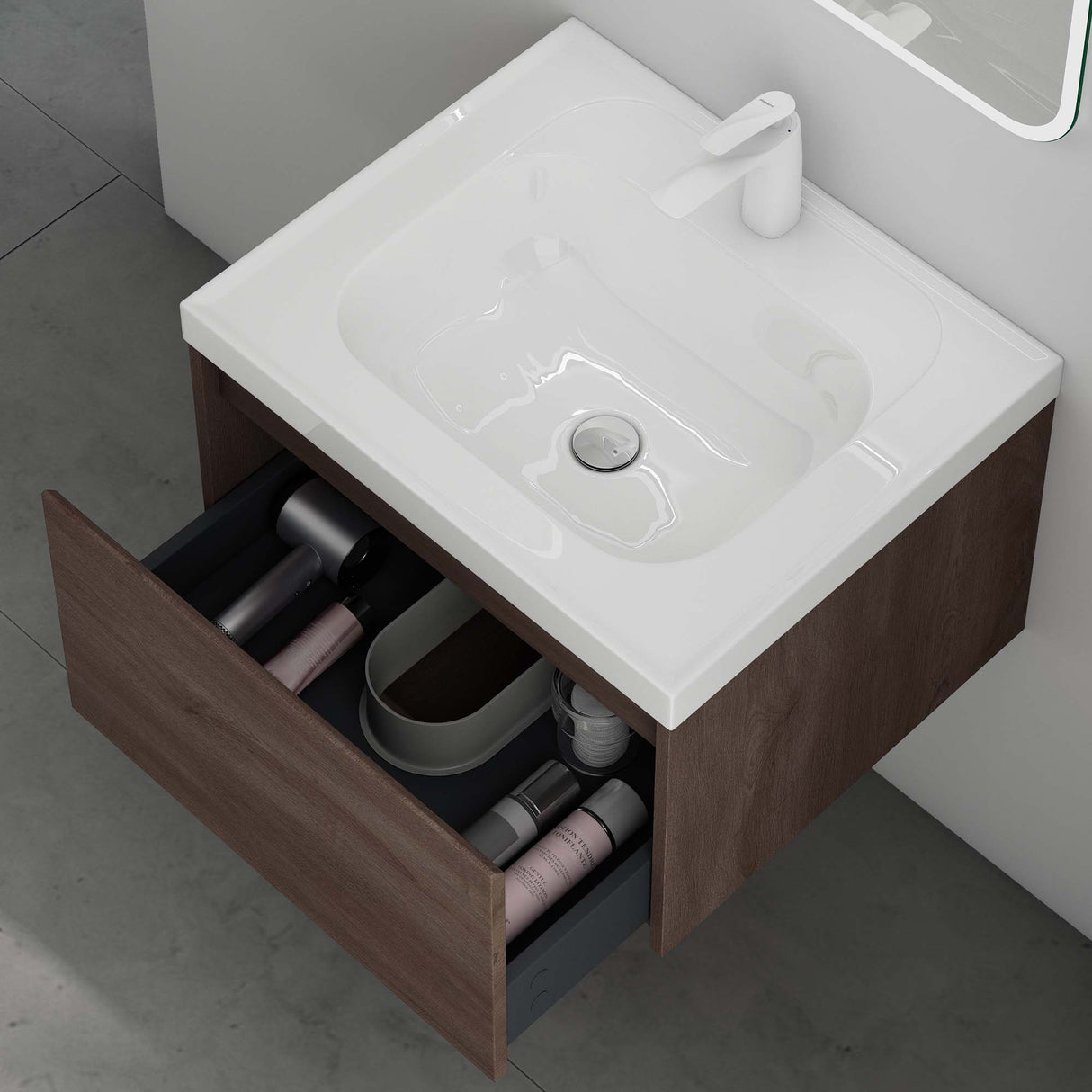 glasvilla Mobile Bagno Sospeso con Lavabo Mobiletto da Bagno con Lavabo da Marmo fuso Salerno