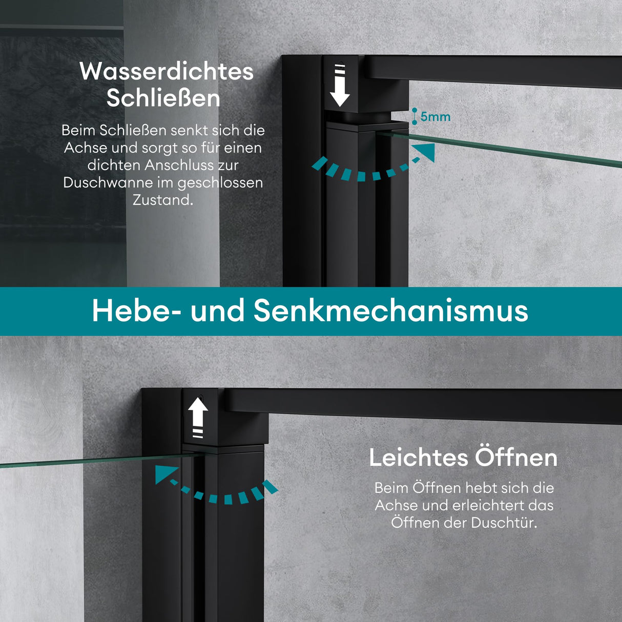 glasvilla Box Doccia a Nicchia in Vetro Trasparente 8mm Box Doccia Cromo e Nero con Porte Pieghevoli Cabina Bagno con Sistema Rotatorio di Sollevamento e Abbassamento Teramo66