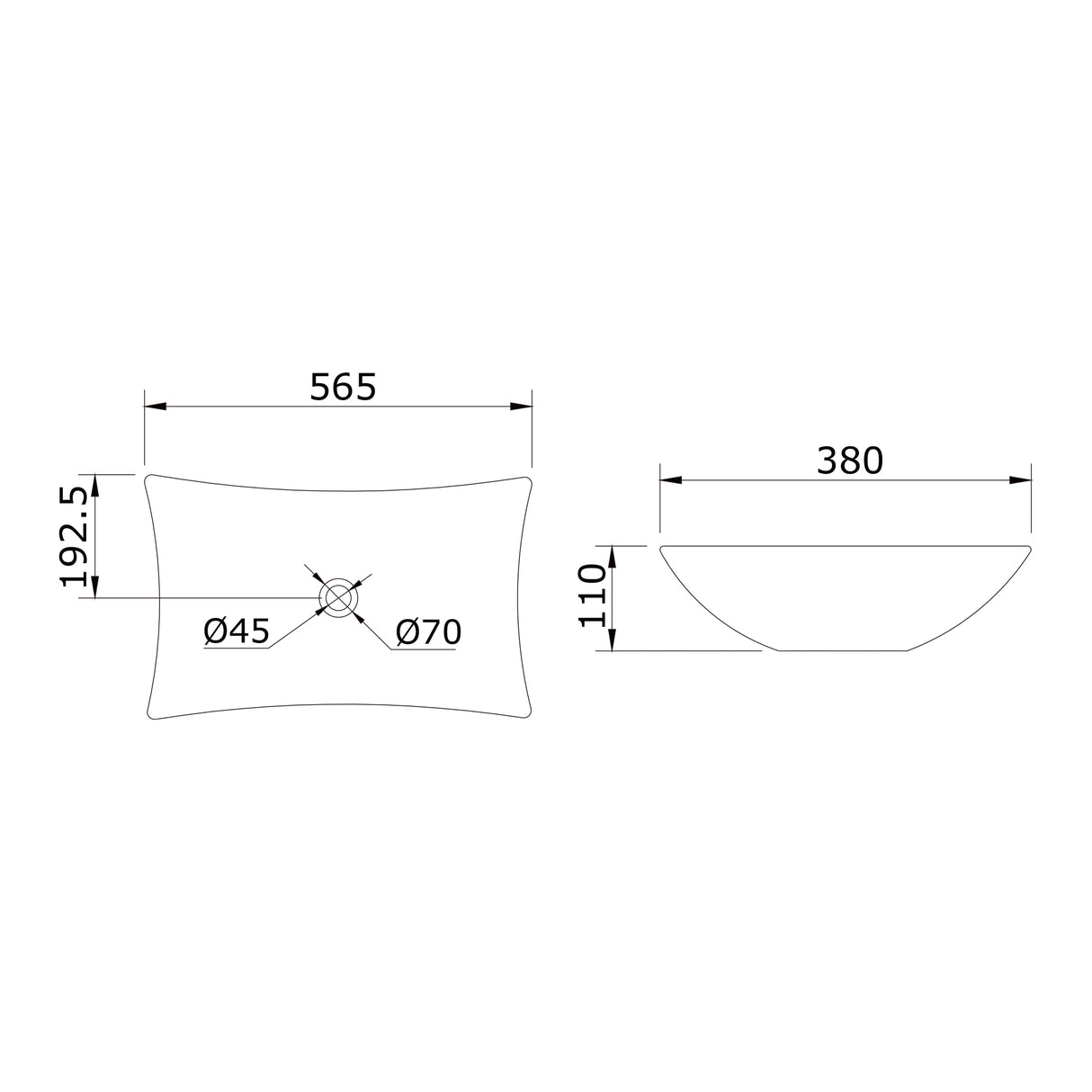 glasvilla Waschbecken Aufsatzwaschbecken aus Keramik eckig mit Nano-Beschichtung Brüssel910