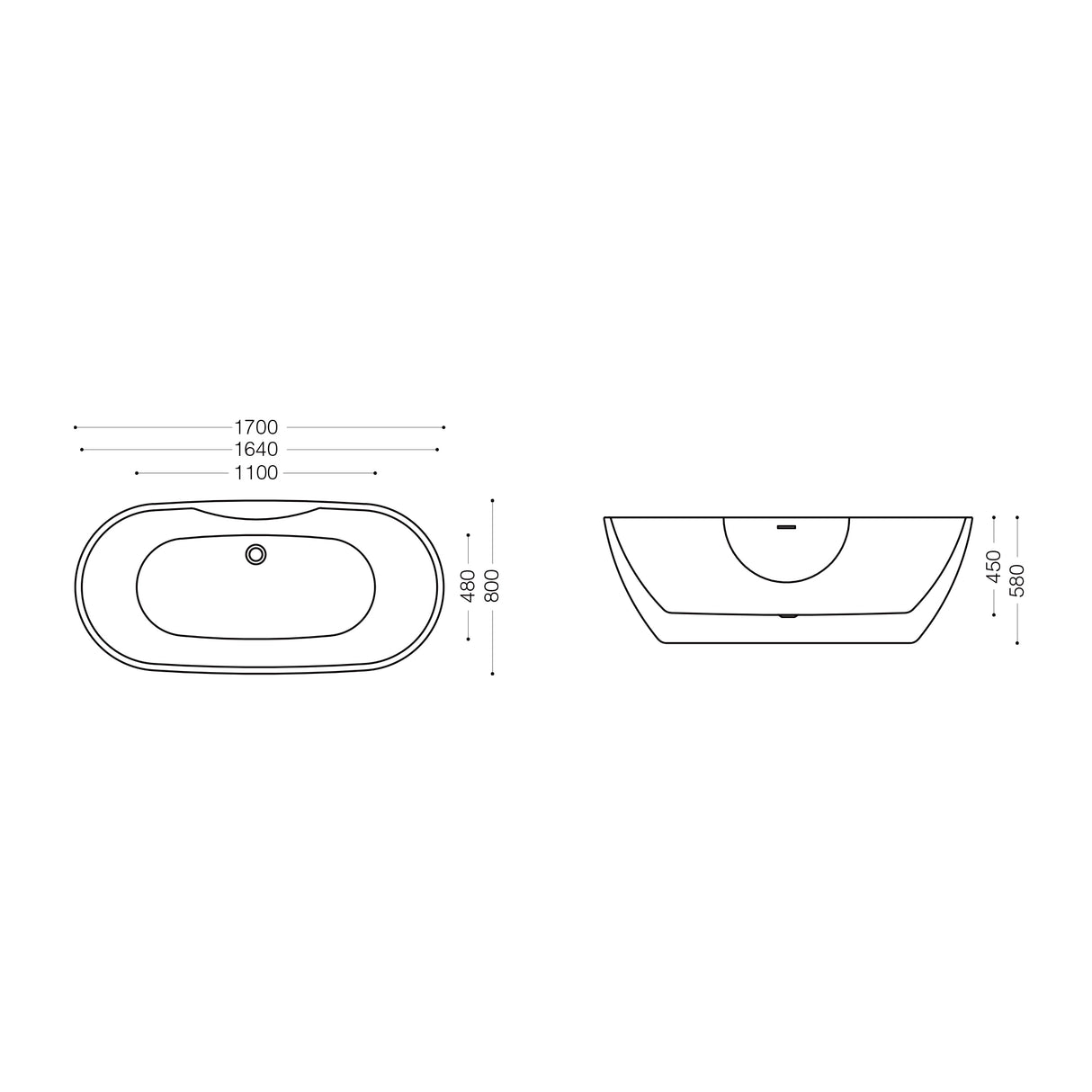 glasvilla Vasca da Bagno Freestanding in Acrilico con Rubinetto, Vasca da Bagno Indipendente