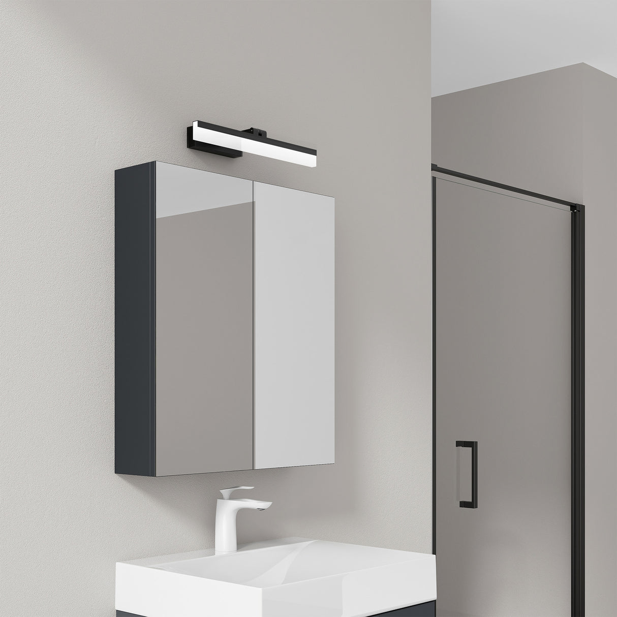 glasvilla Armadietto a Specchio con Lampada da Specchio LED per Bagno, Specchiera Bagno Mobilettto da Parete con Luce a Specchio Girevole a 180° Luxaris