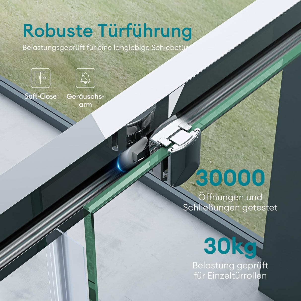 Porte de douche Glasvilla, porte de niche, cloison de douche, cabine de douche, porte coulissante en niche, verre de sécurité ESG de 6 mm, fermeture amortie incluse, Teramo12K