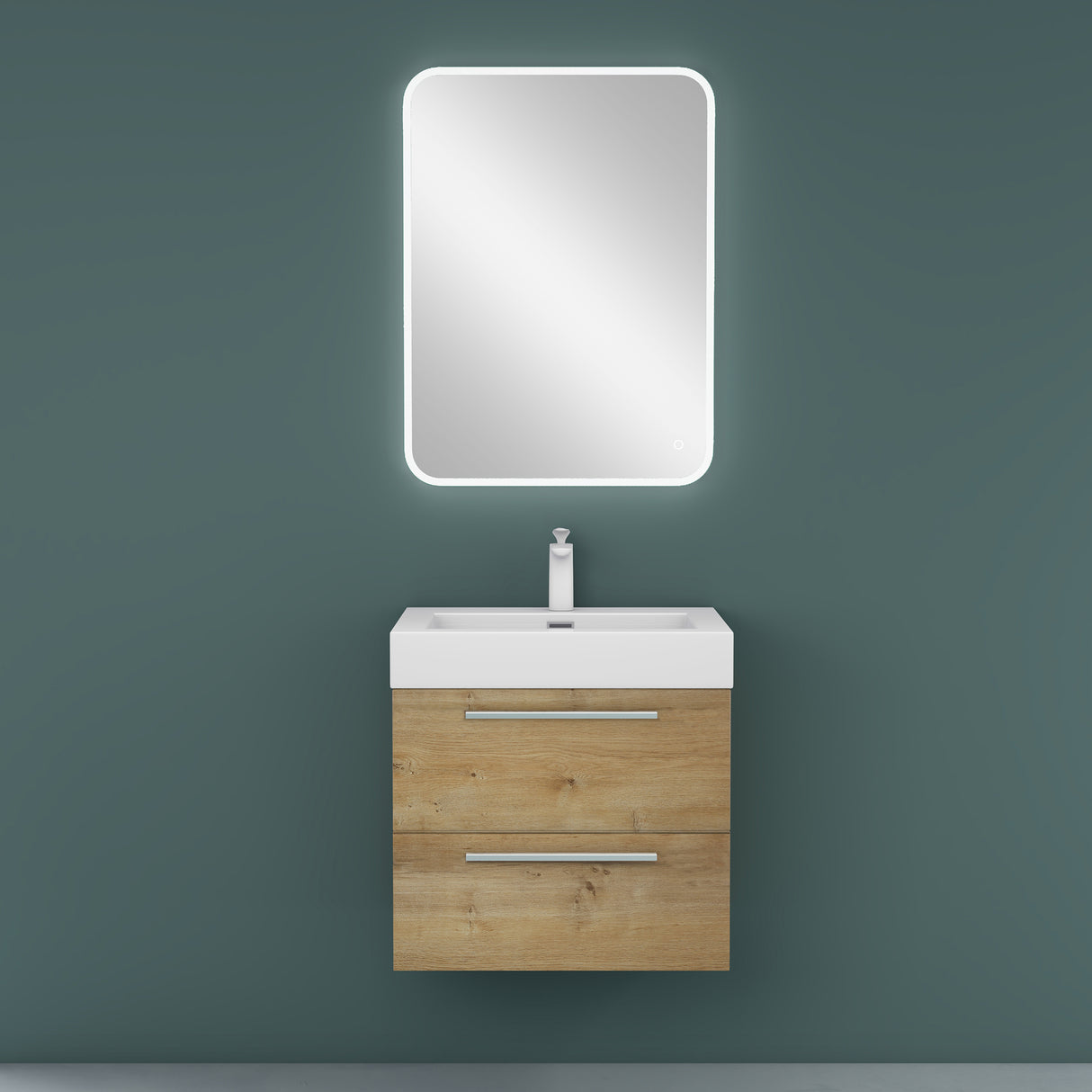 glasvilla Mobile Bagno Sospeso con Lavabo da Marmo Fuso Mobiletto per Bagno con Lavabo Quadratto