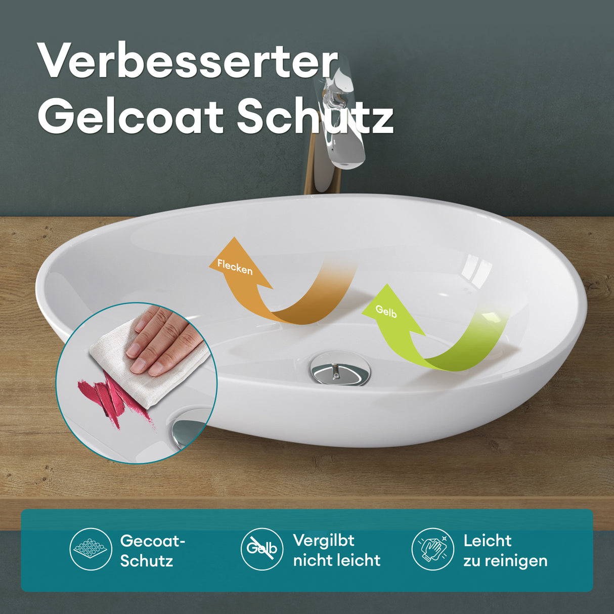 glasvilla Waschbecken oval Aufsatzwaschbecken ohne Hahnloch und Überlauf Col809