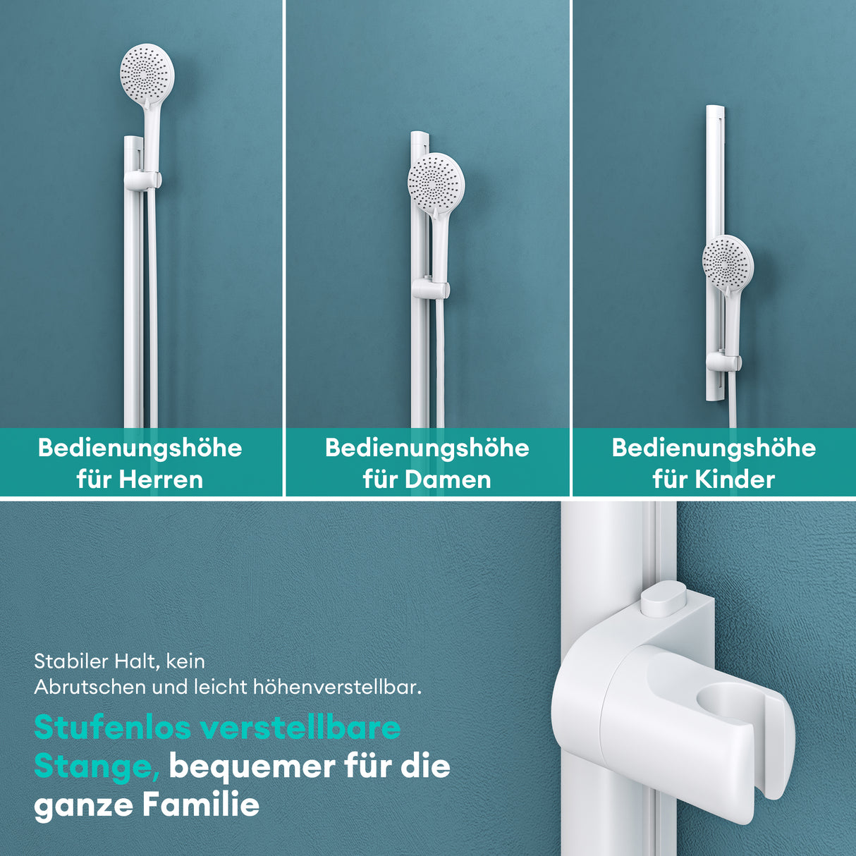 glasvilla Soffione Doccia con 3 Modalità, Doccino per Doccia in Ottone con Tubo Flessibile da 1.5m, Facile da Installare Duschsystem9